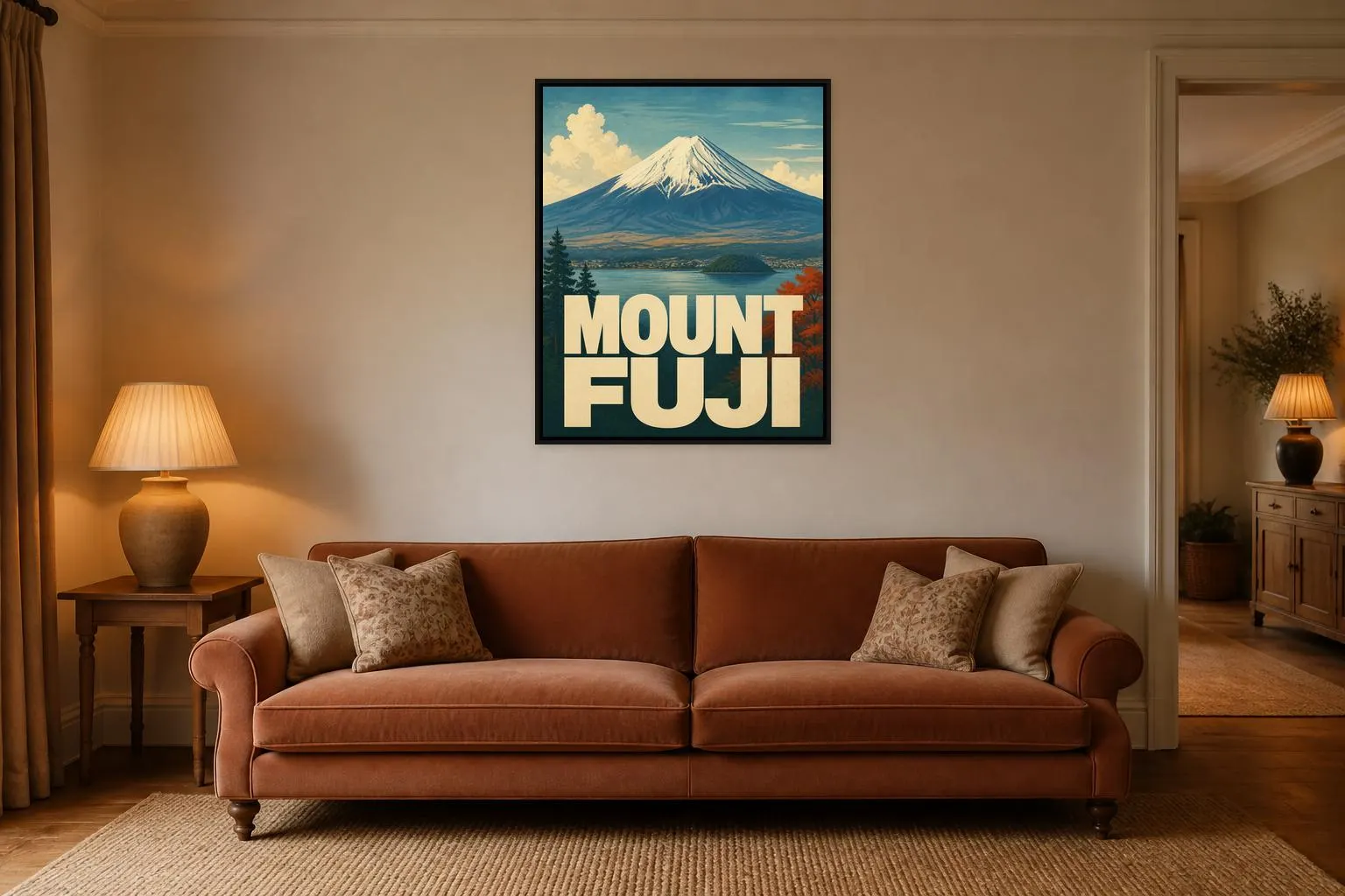 Mount Fuji Framed Canvas, Japan Mountain Travel Poster - image 5