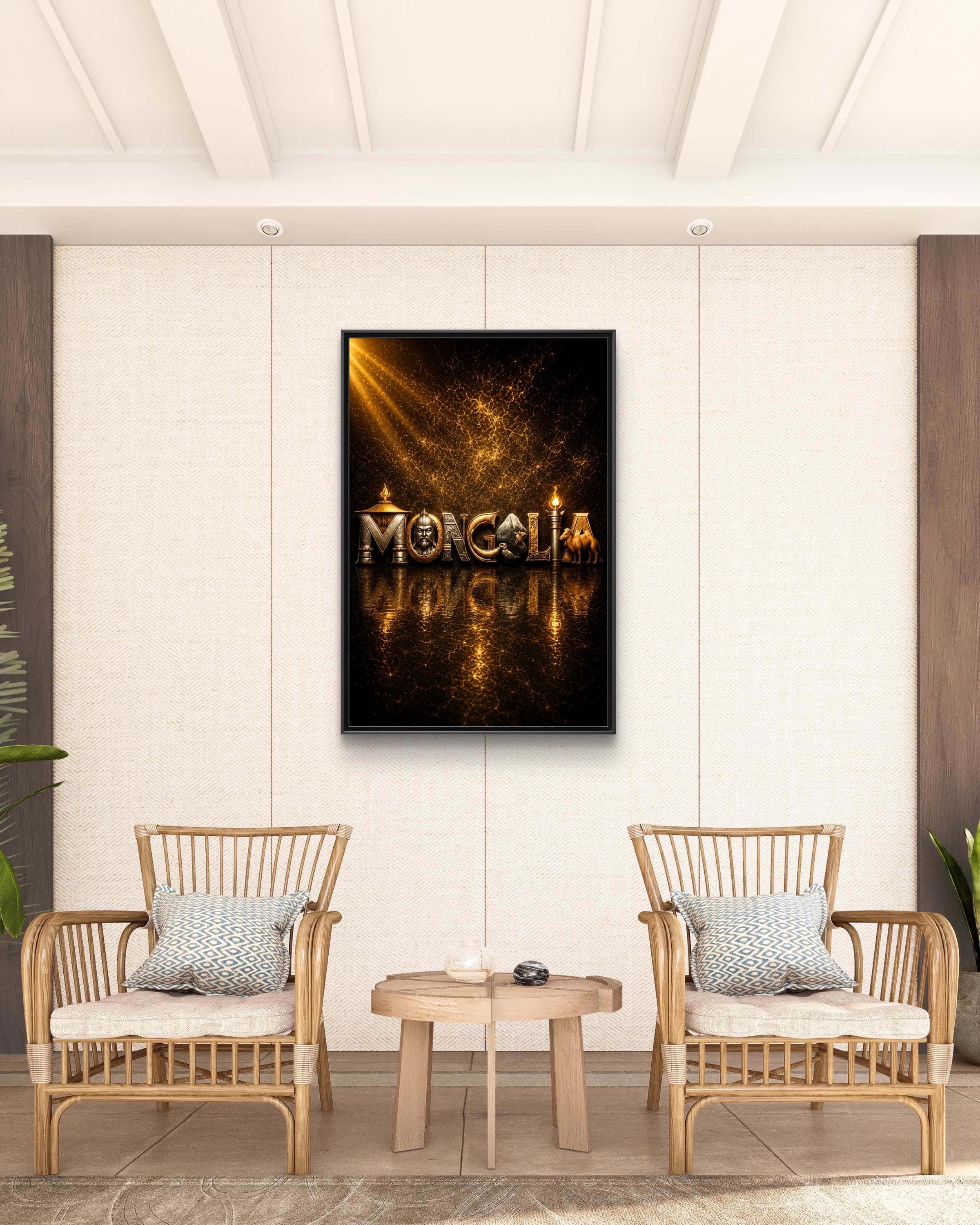 MONGOLIA Typography Art Canvas Framed - image 4