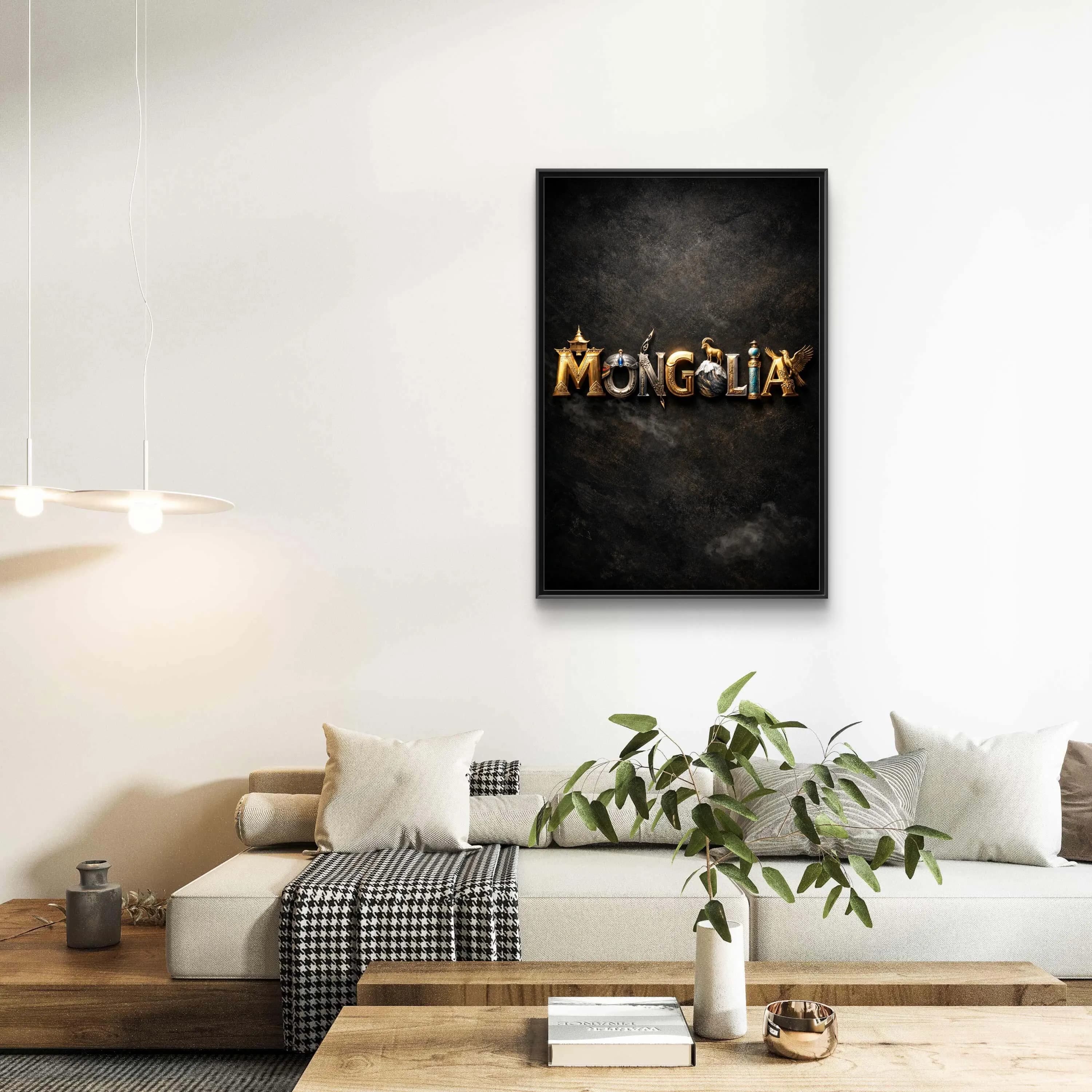 Mongolia Letter Art Canvas Framed - image 4