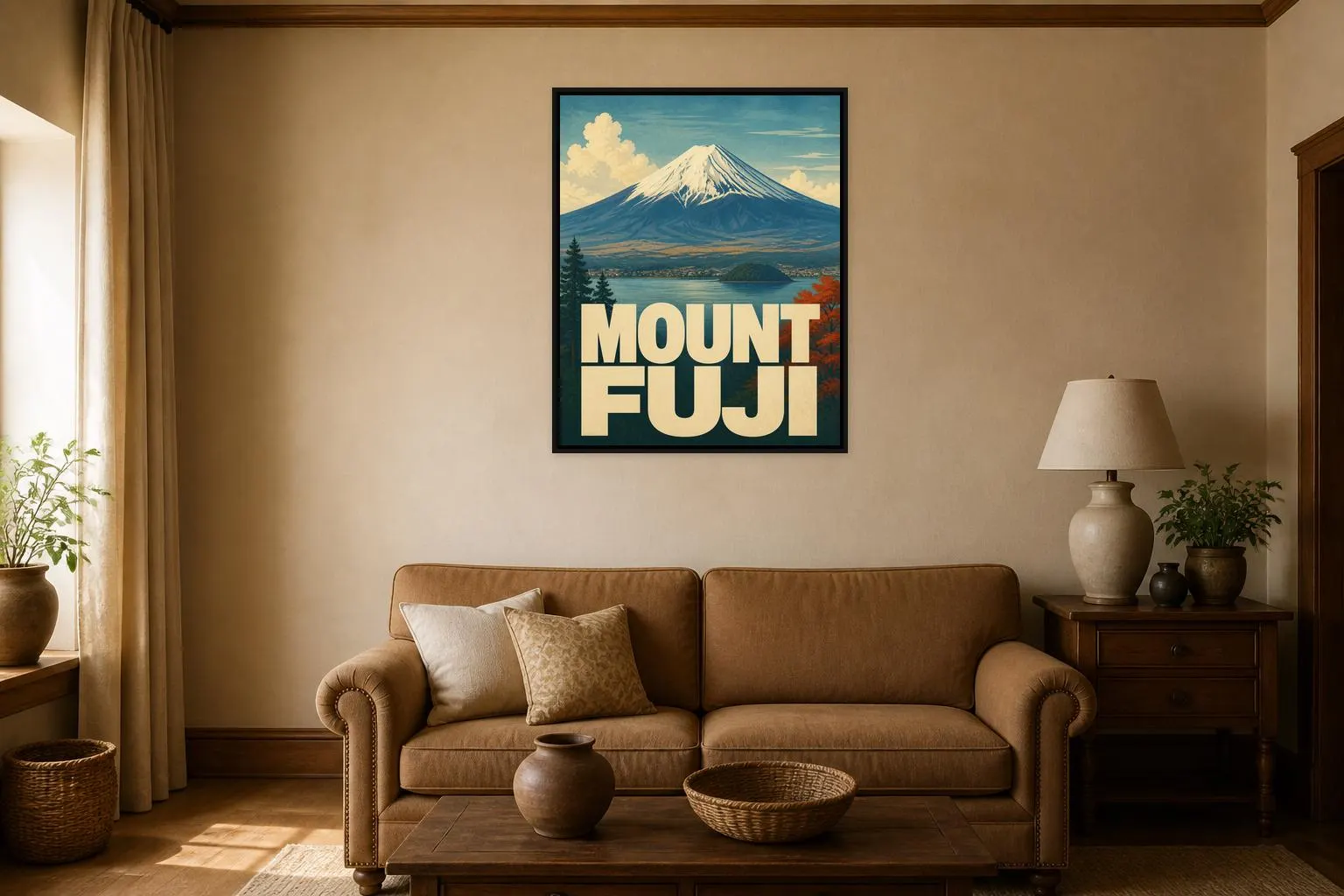 Mount Fuji Framed Canvas, Japan Mountain Travel Poster - image 4