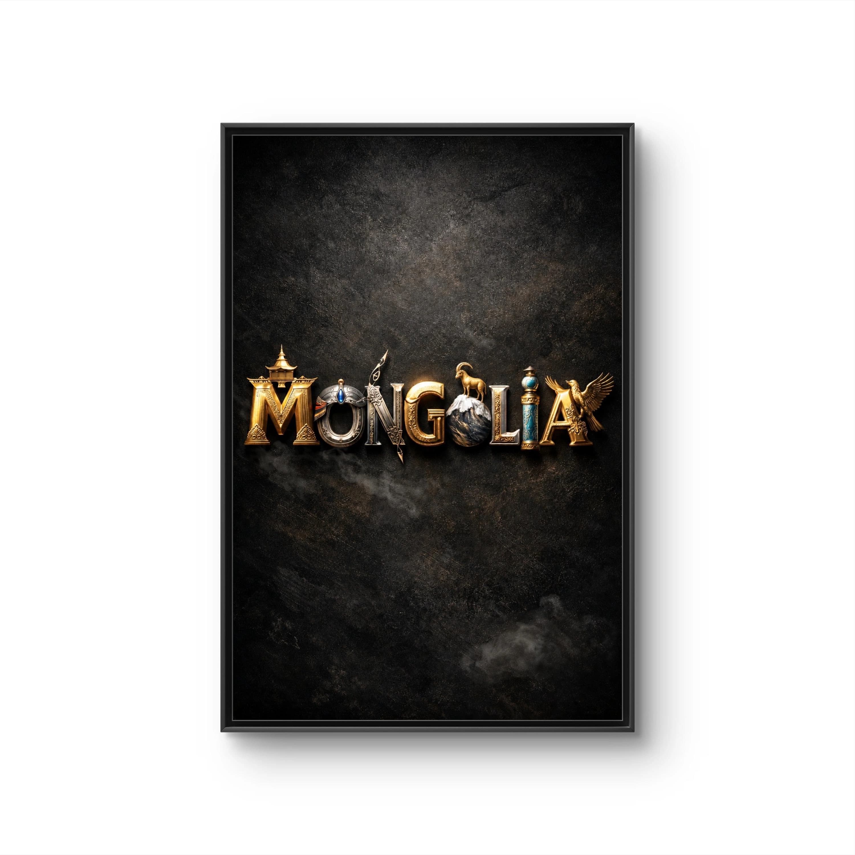 Mongolia Letter Art Canvas Framed