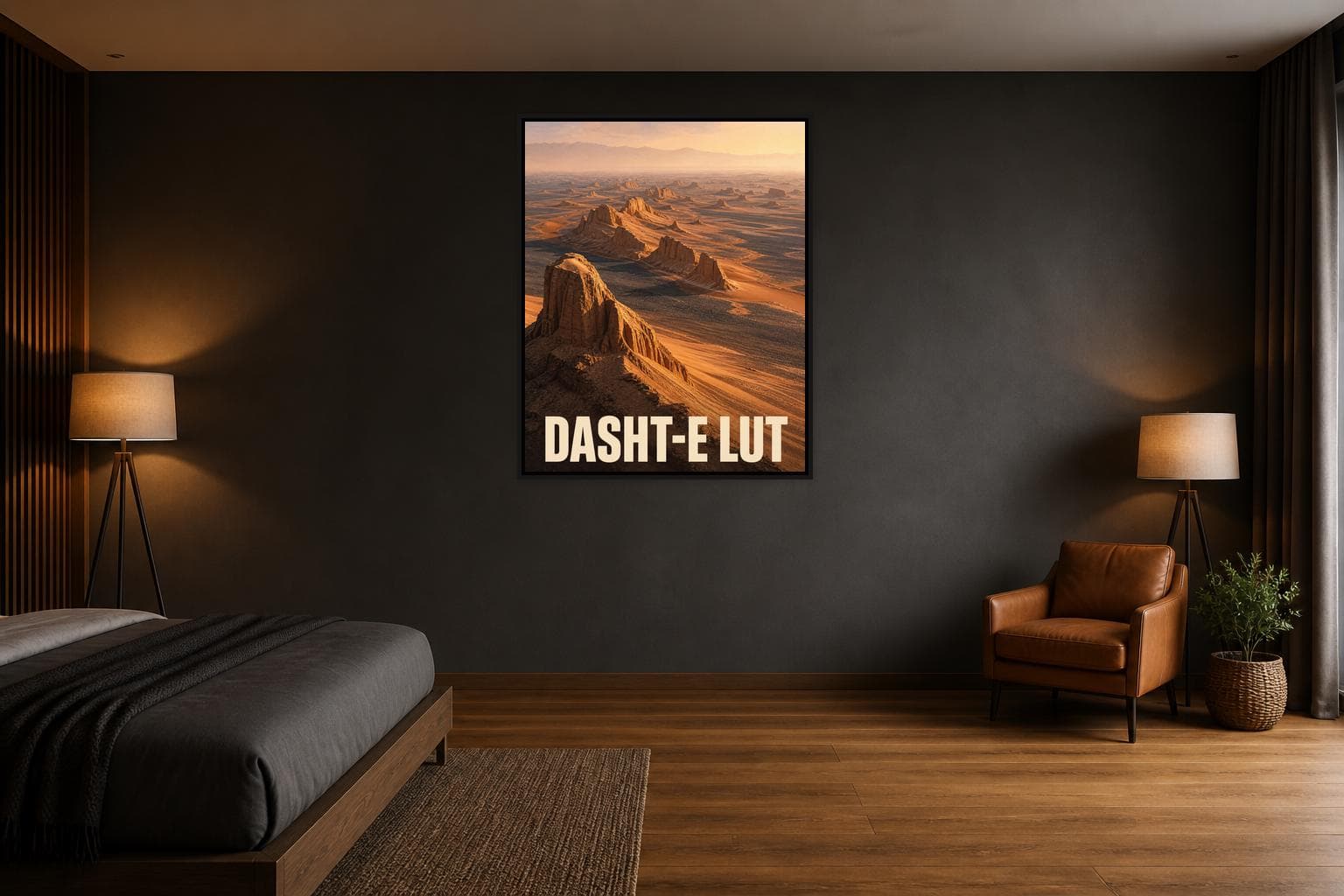 Dasht e Lut Desert Travel Poster Framed Canvas, Iran Landscape Art - image 4