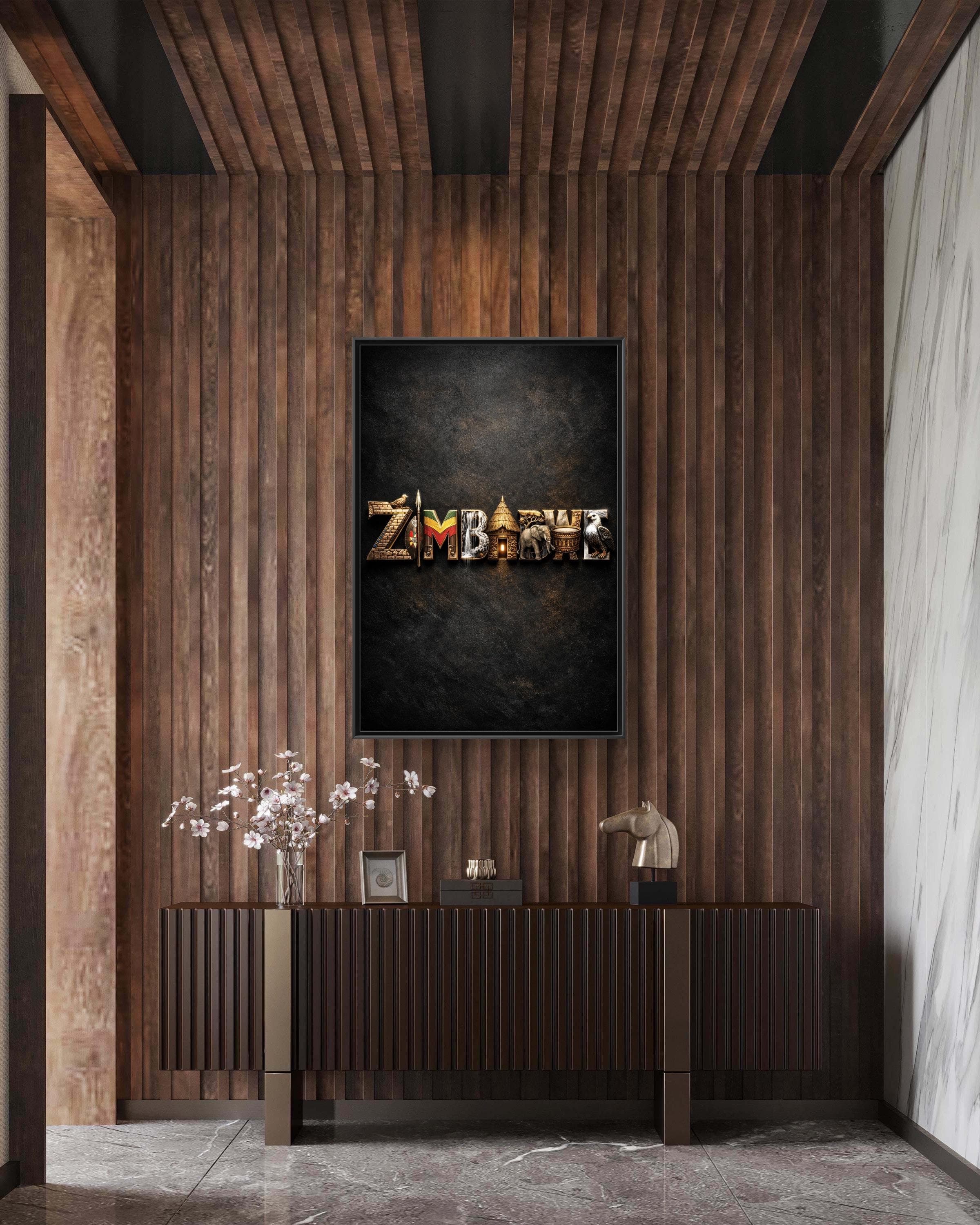 Zimbabwe Typography Art Canvas Framed - image 3