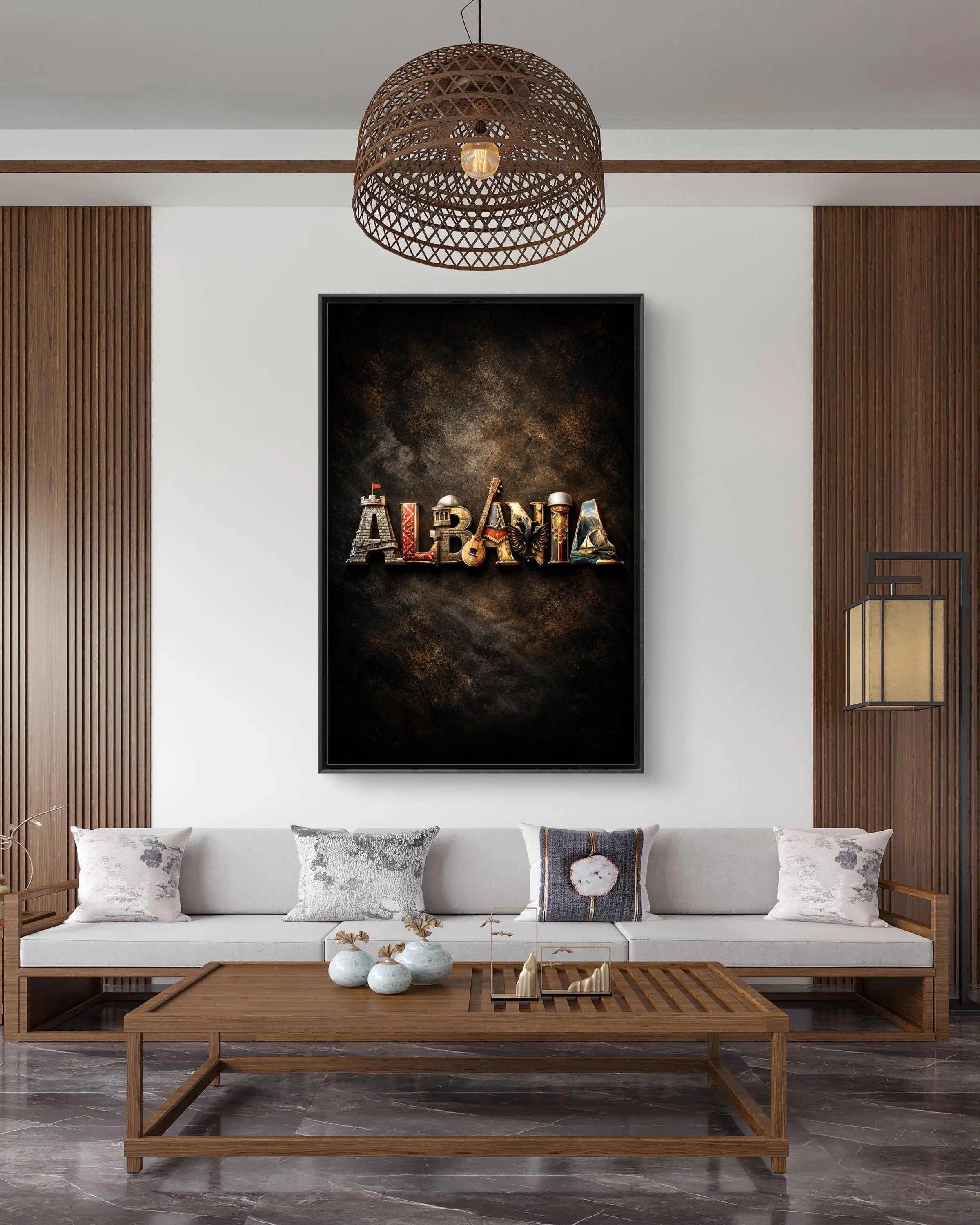 Albania Typography Wall Art Canvas Framed - image 4