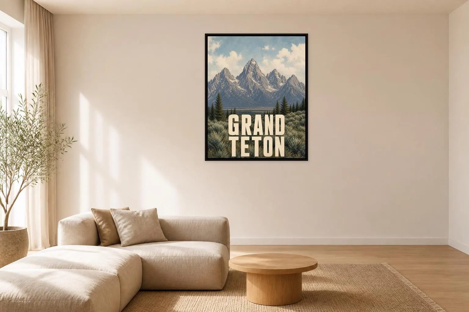 Grand Teton Framed Canvas, Wyoming Mountain Poster - image 4