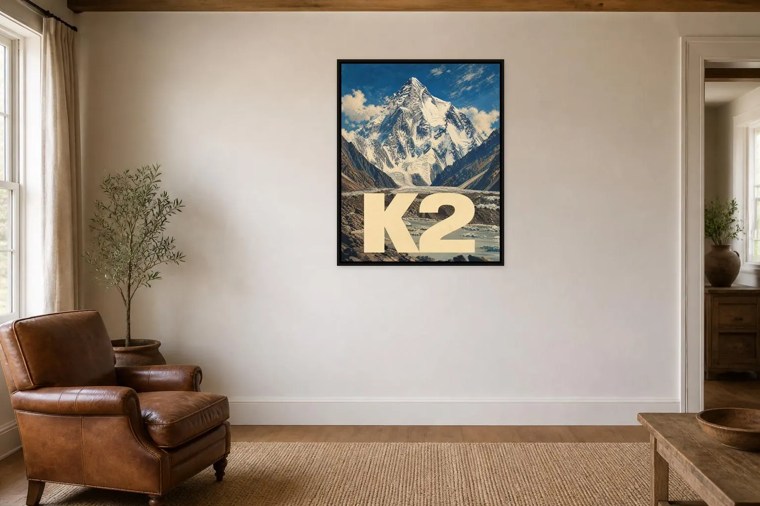 K2 Mountain Travel Poster Framed Canvas, Karakoram Peak Art - image 5