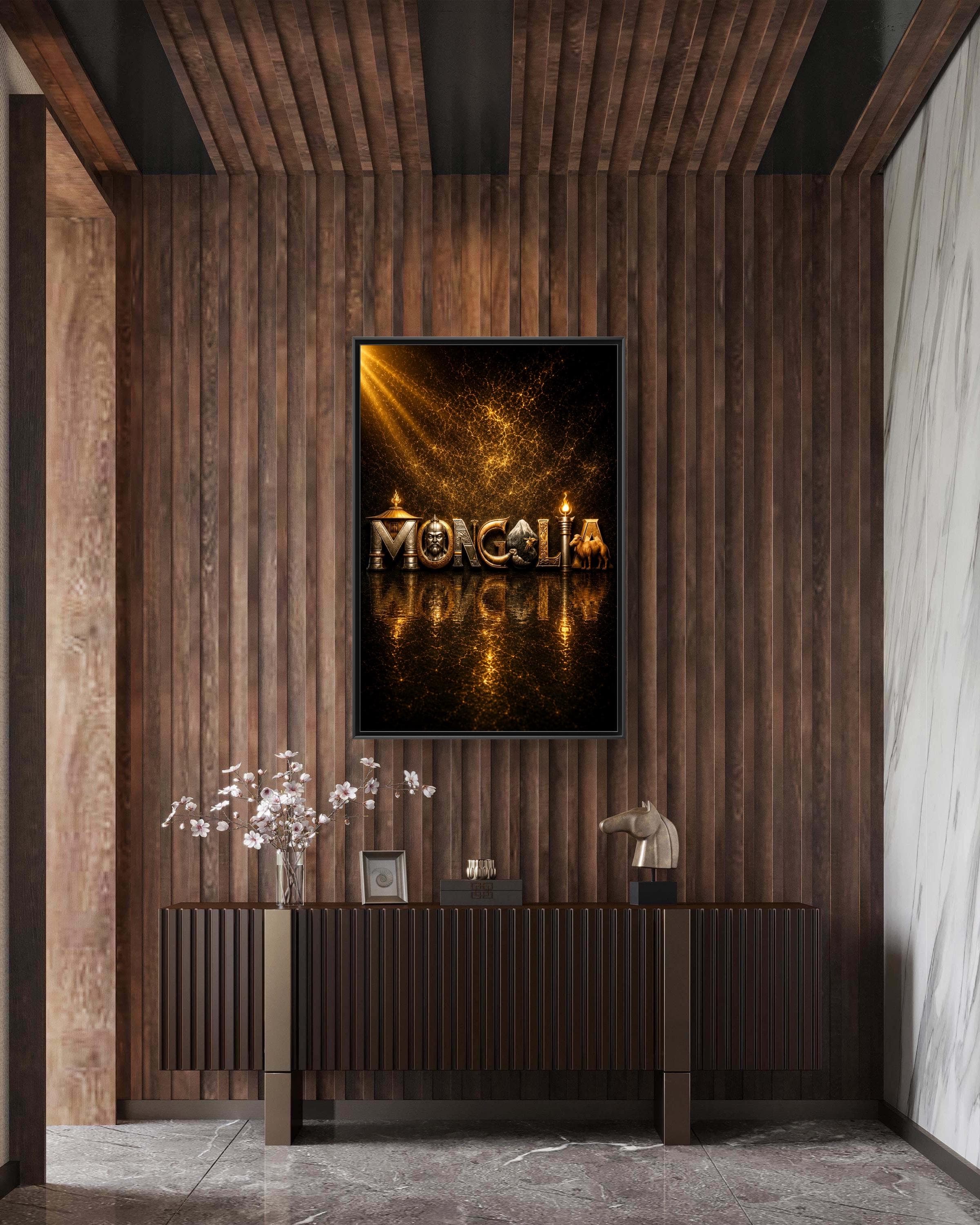 MONGOLIA Typography Art Canvas Framed - image 3