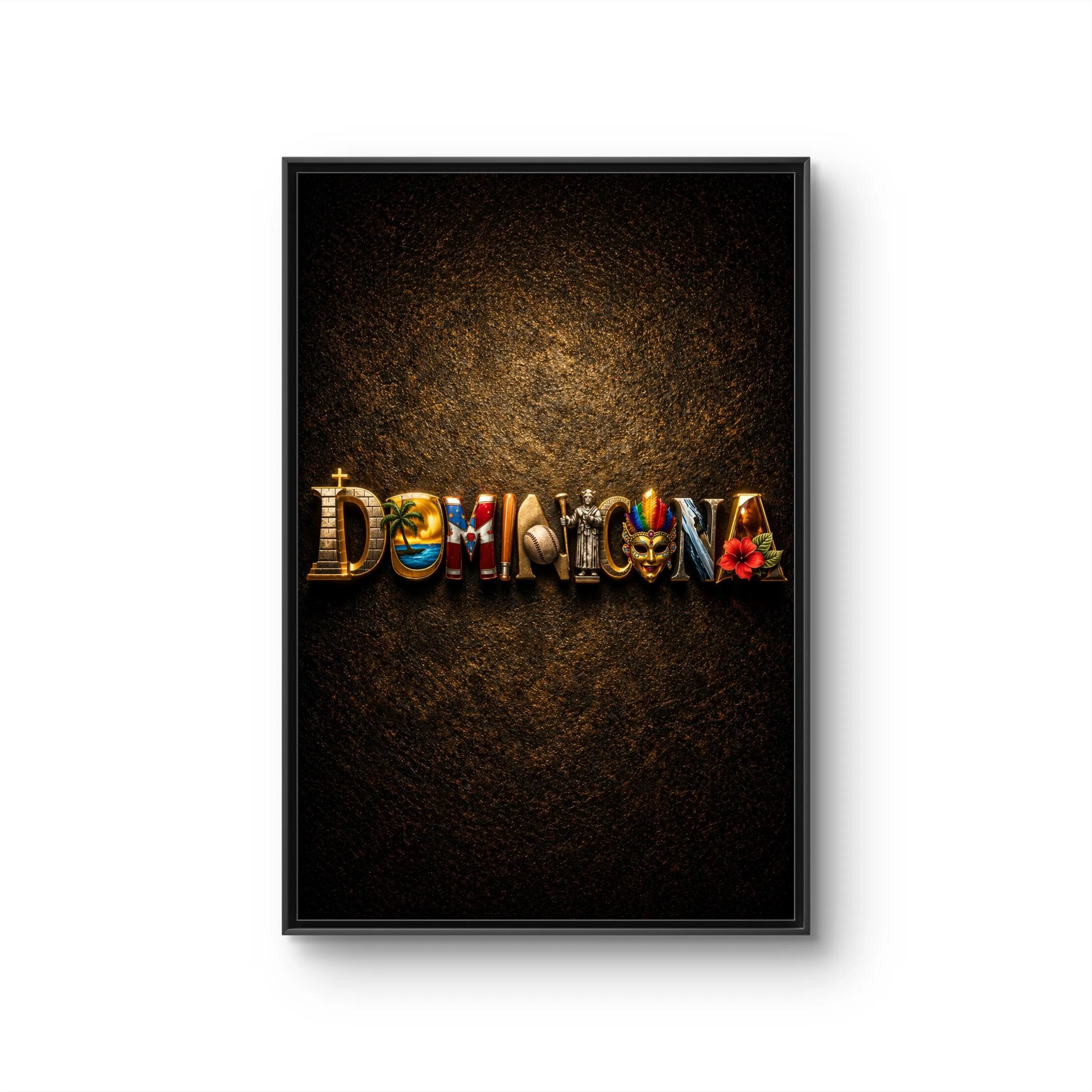 Dominican Republic Typography Canvas Framed