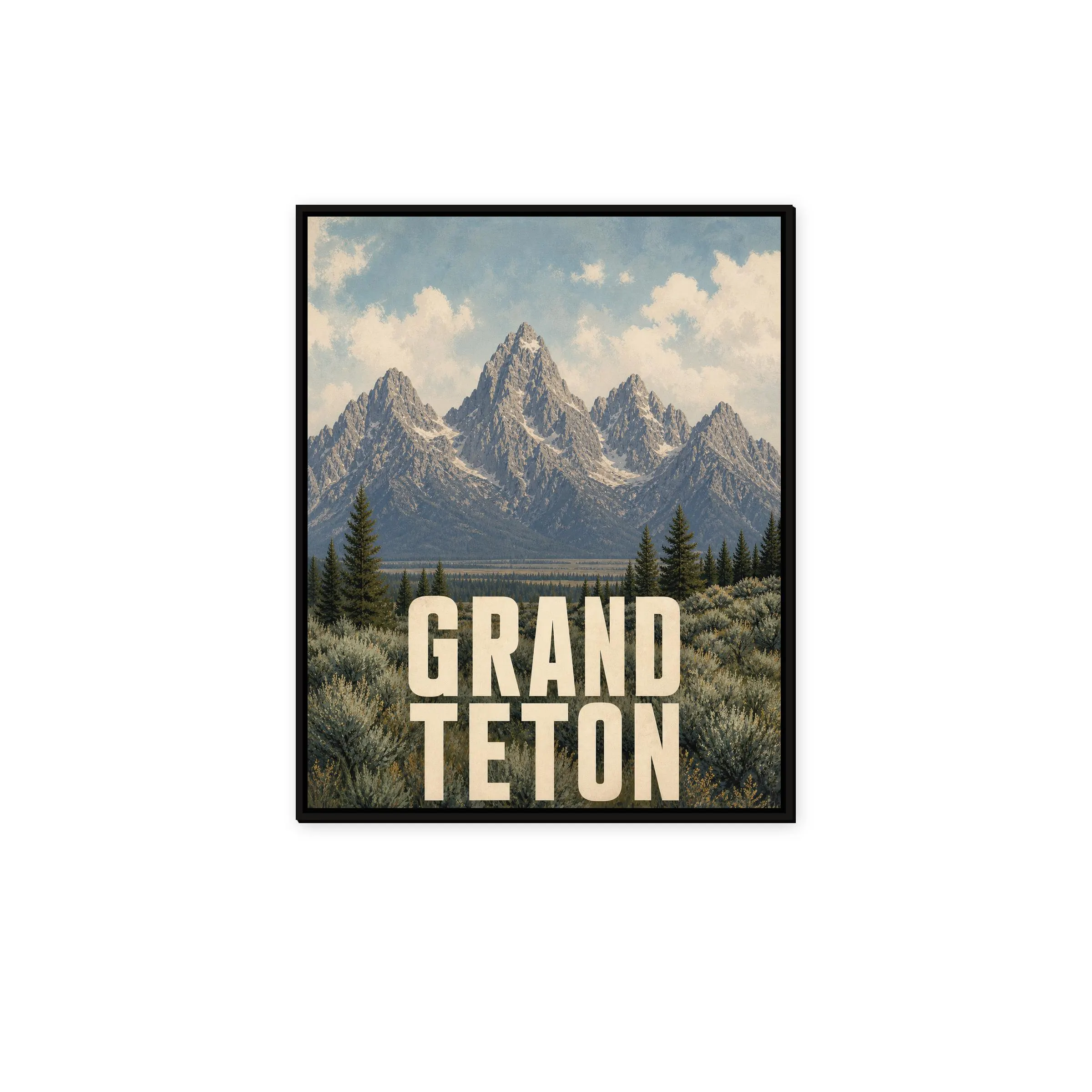 Grand Teton Framed Canvas, Wyoming Mountain Poster - image 3