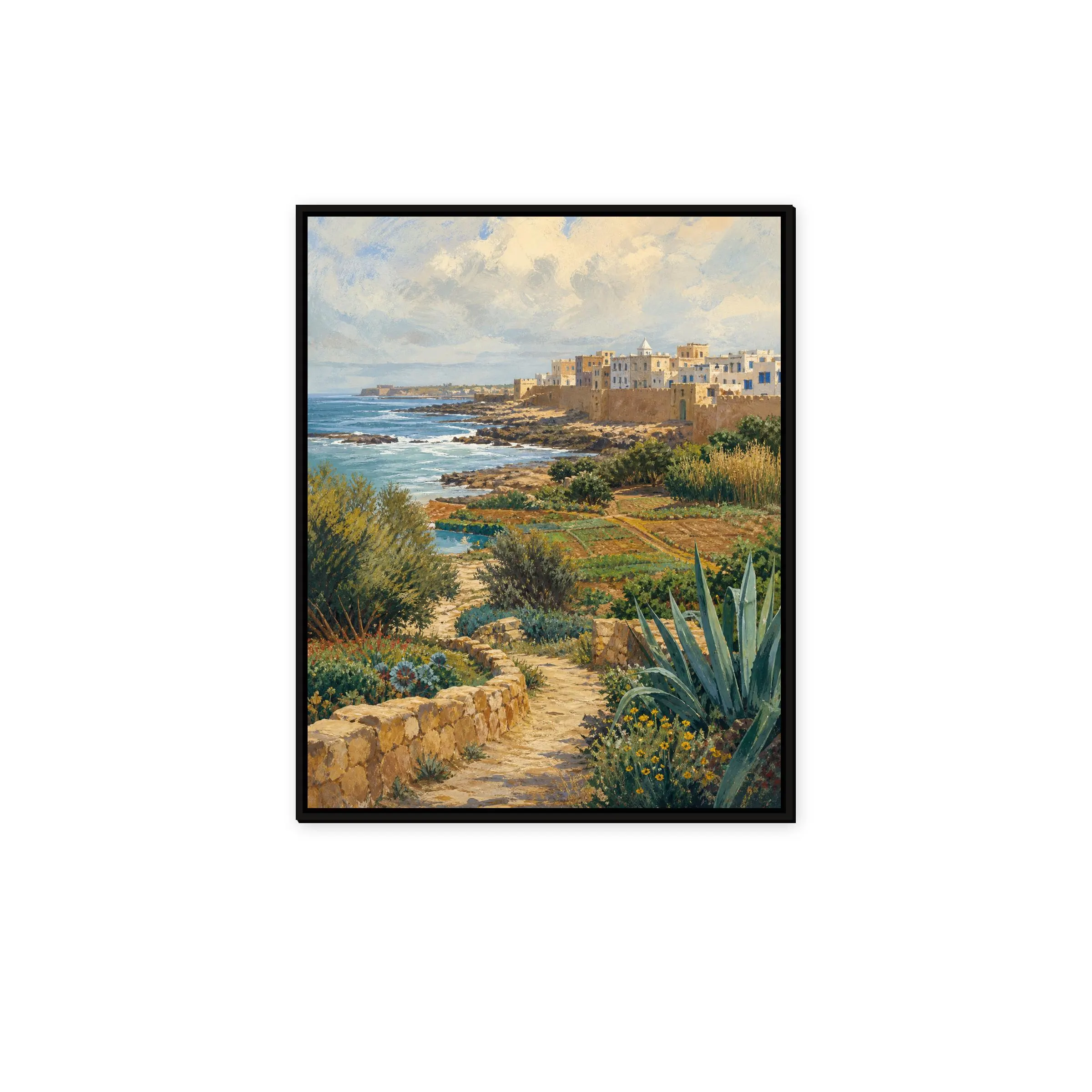 Essaouira Morocco Landscape Framed Canvas, Atlantic Coast Art - image 3