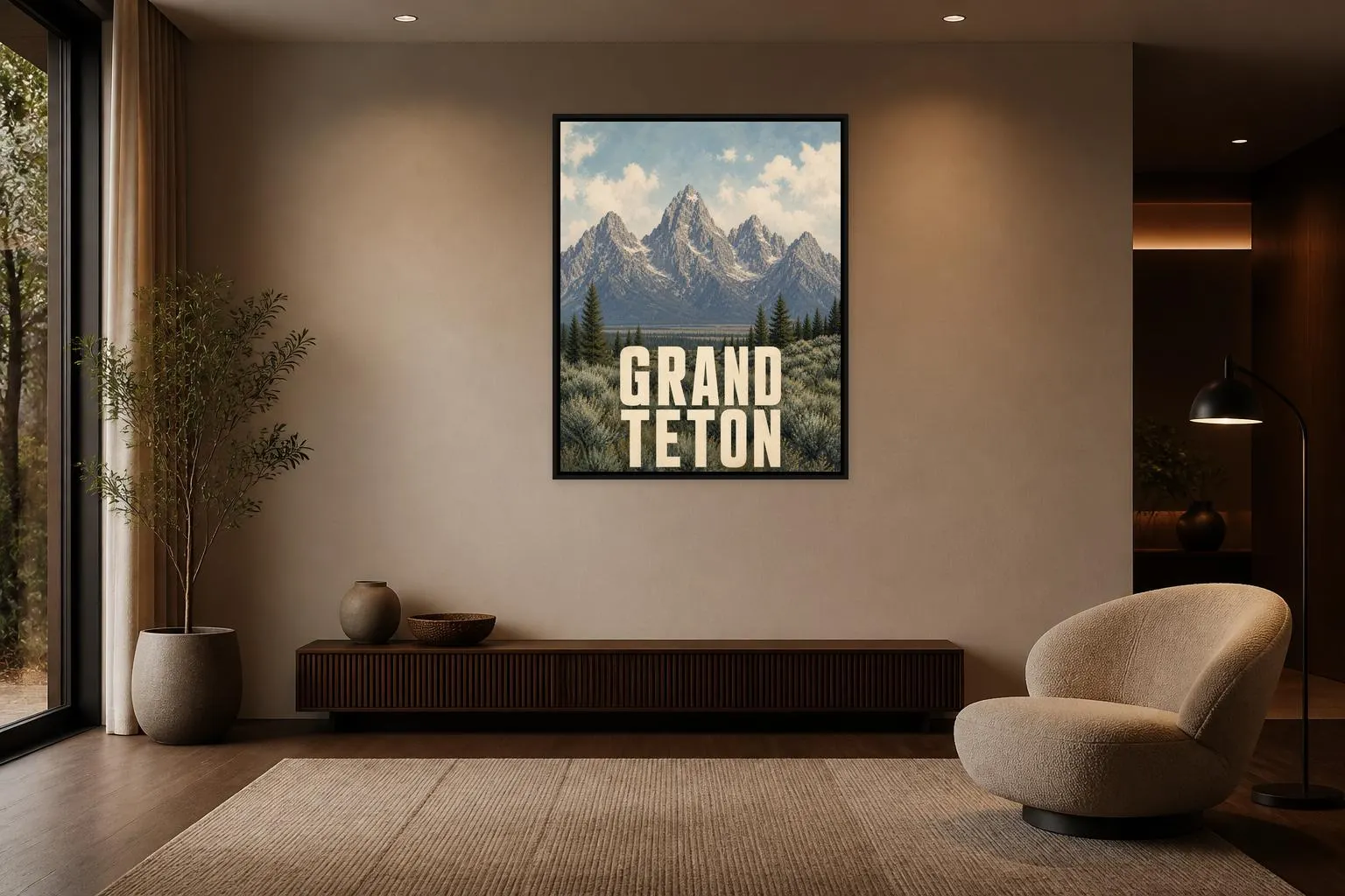 Grand Teton Framed Canvas, Wyoming Mountain Poster - image 5