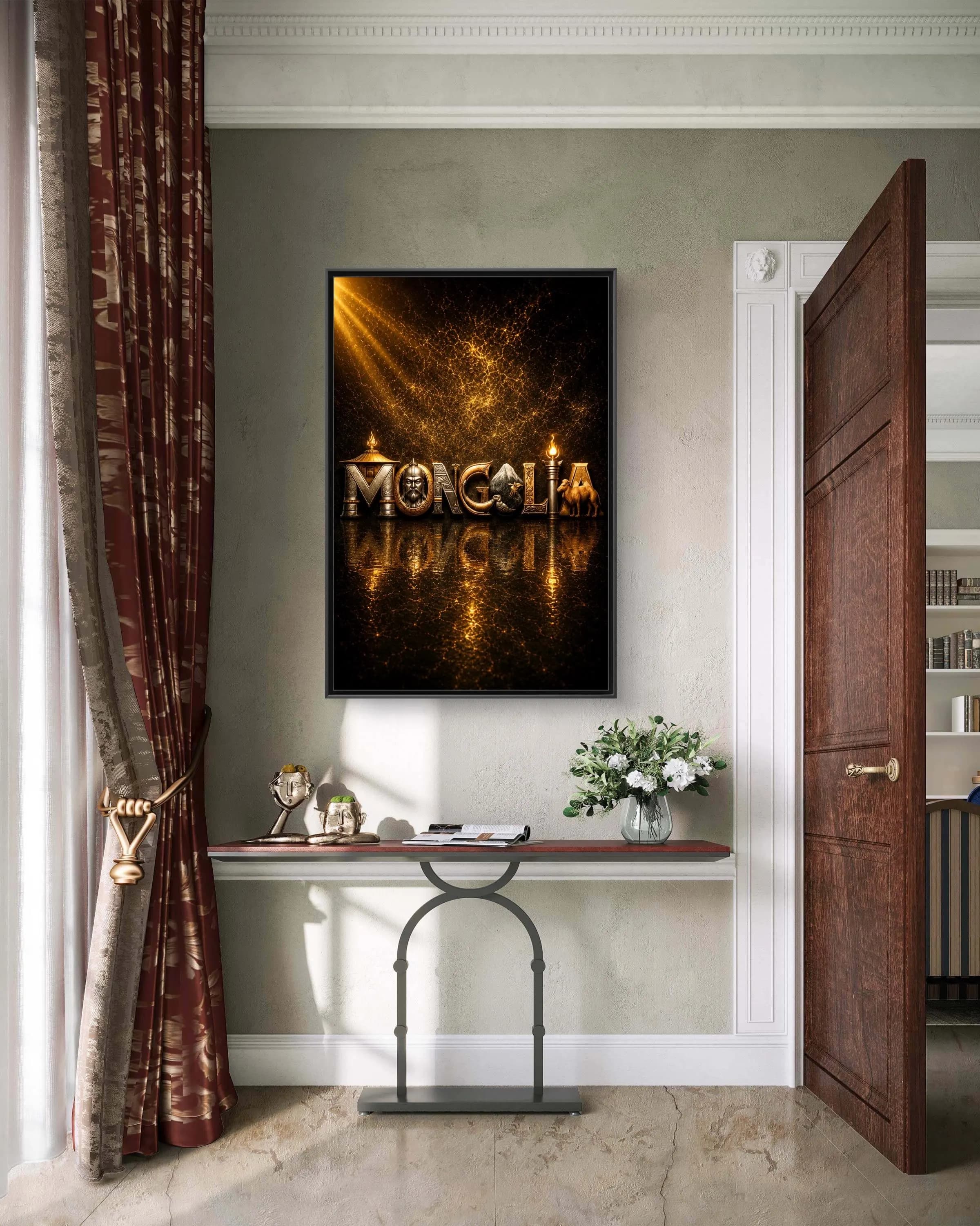 MONGOLIA Typography Art Canvas Framed - image 5