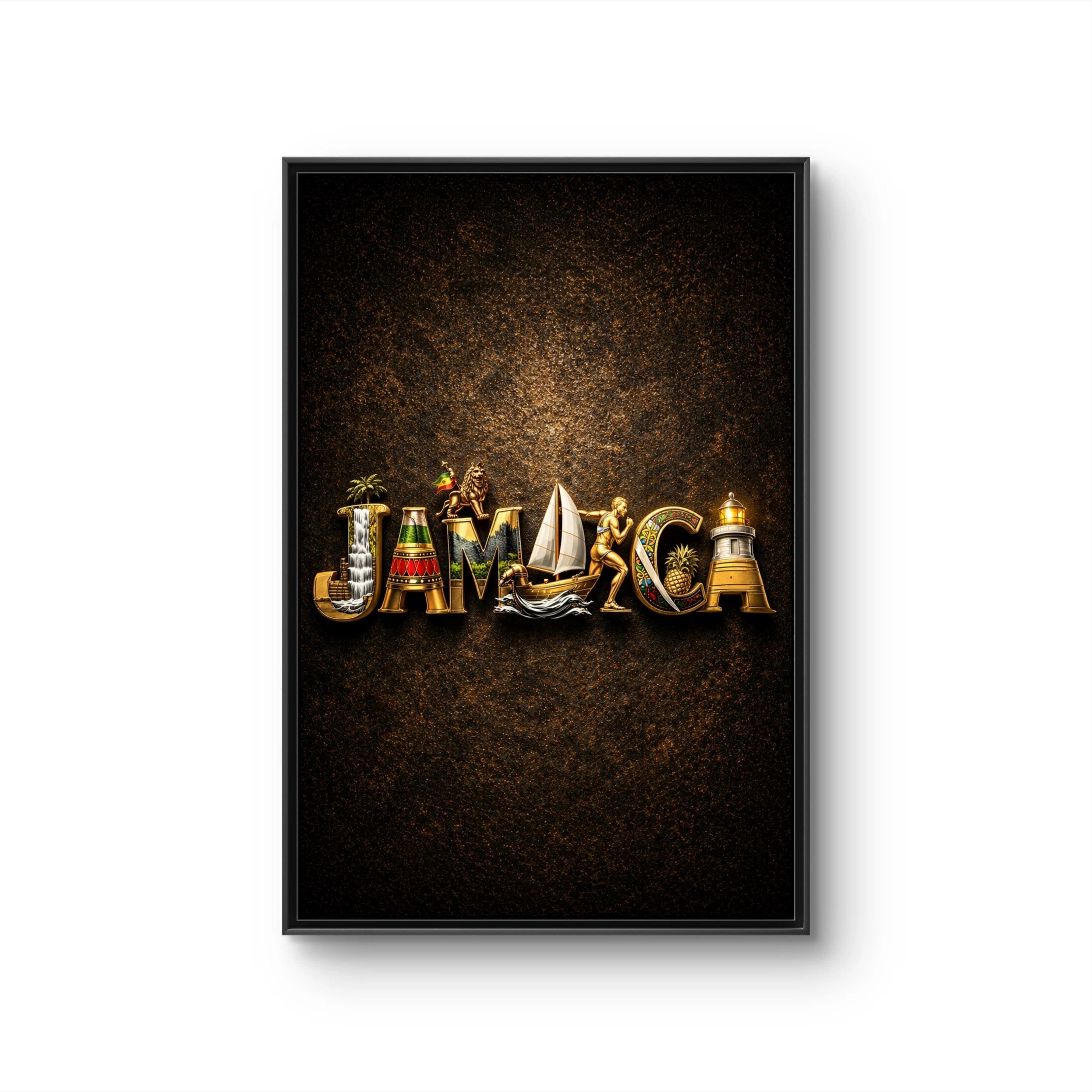 JAMAICA Typography Canvas Framed