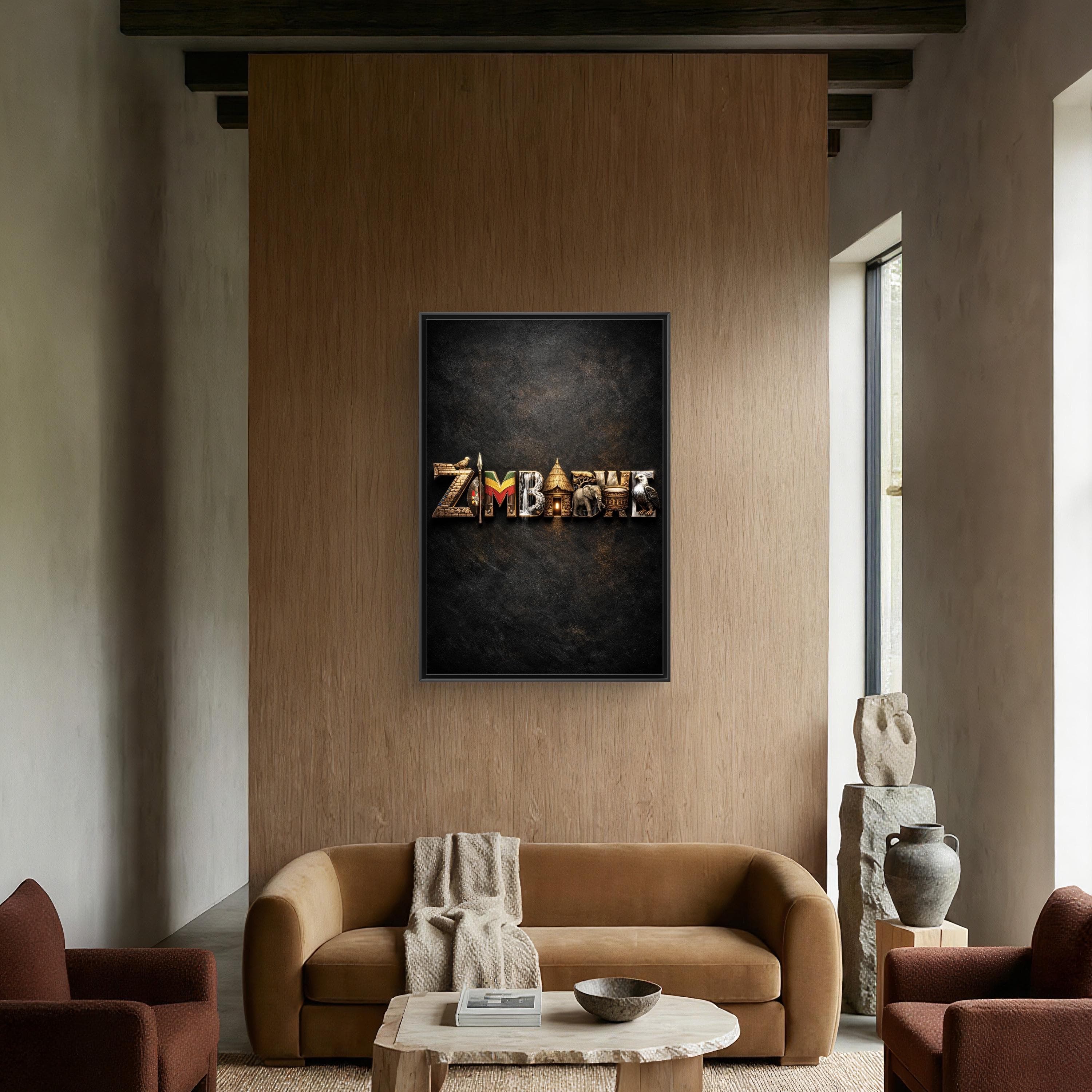 Zimbabwe Typography Art Canvas Framed - image 5