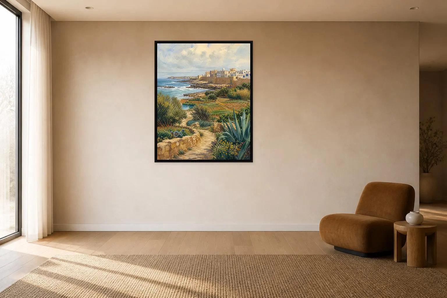 Essaouira Morocco Landscape Framed Canvas, Atlantic Coast Art - image 4