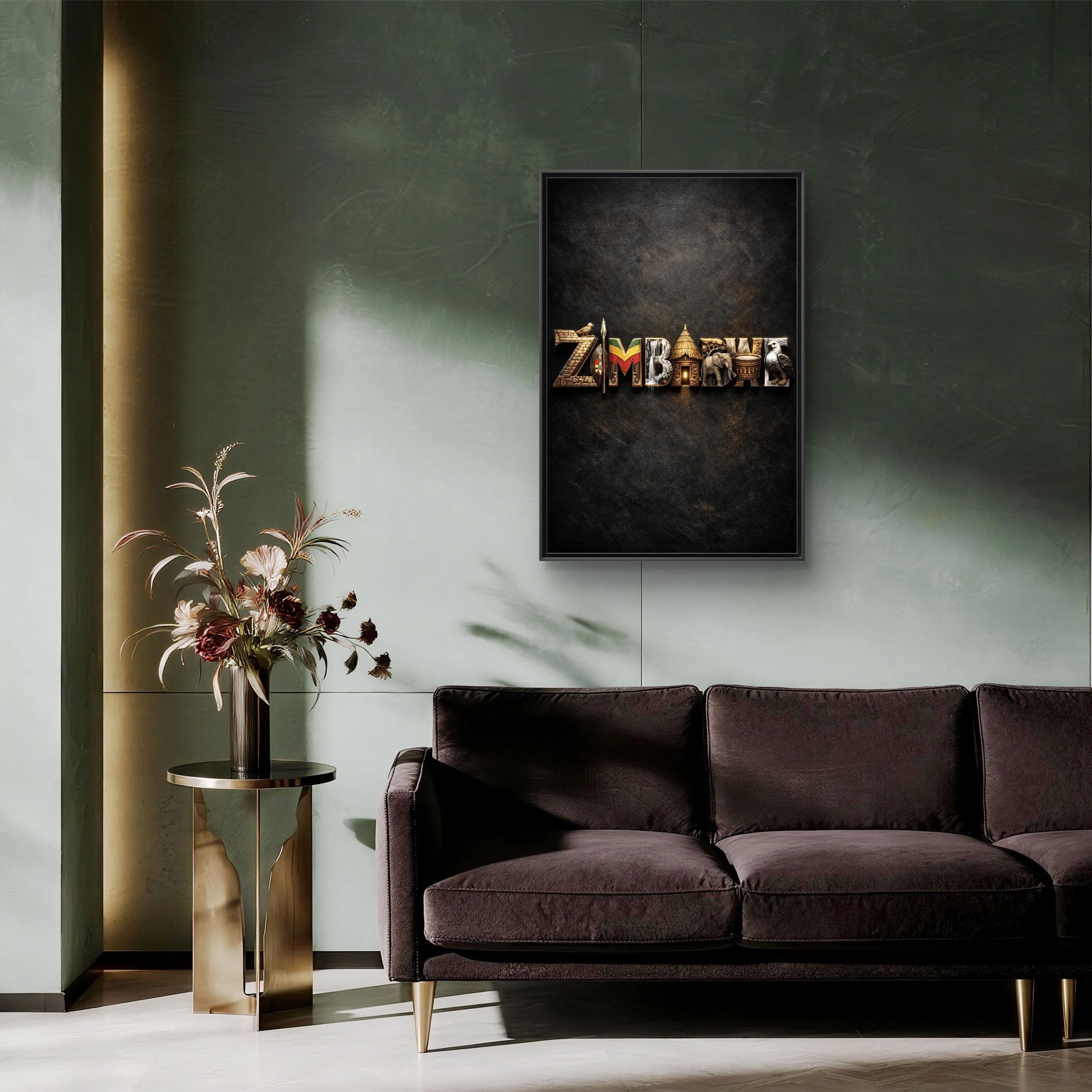 Zimbabwe Typography Art Canvas Framed - image 4