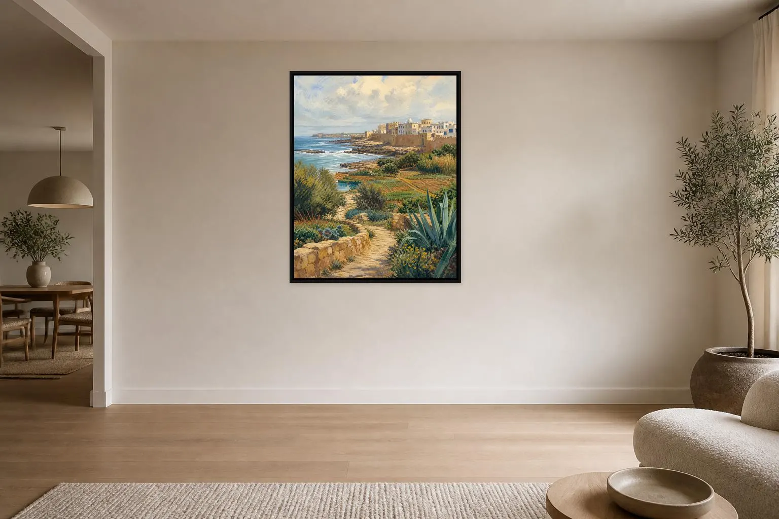 Essaouira Morocco Landscape Framed Canvas, Atlantic Coast Art