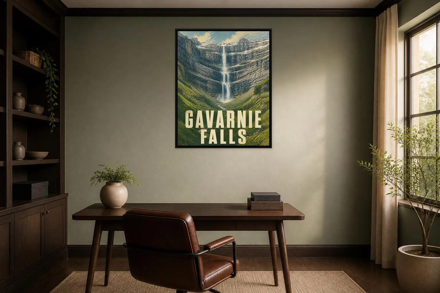 Gavarnie Falls Travel Poster Framed Canvas, Pyrenees Waterfall Art - image 4