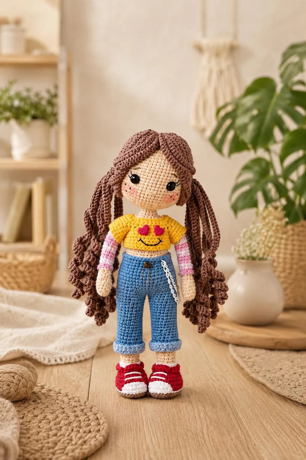 NoSew Crochet Girl Doll Pattern, Curly Hair Amigurumi Tutorial (PDF Download) - image 2