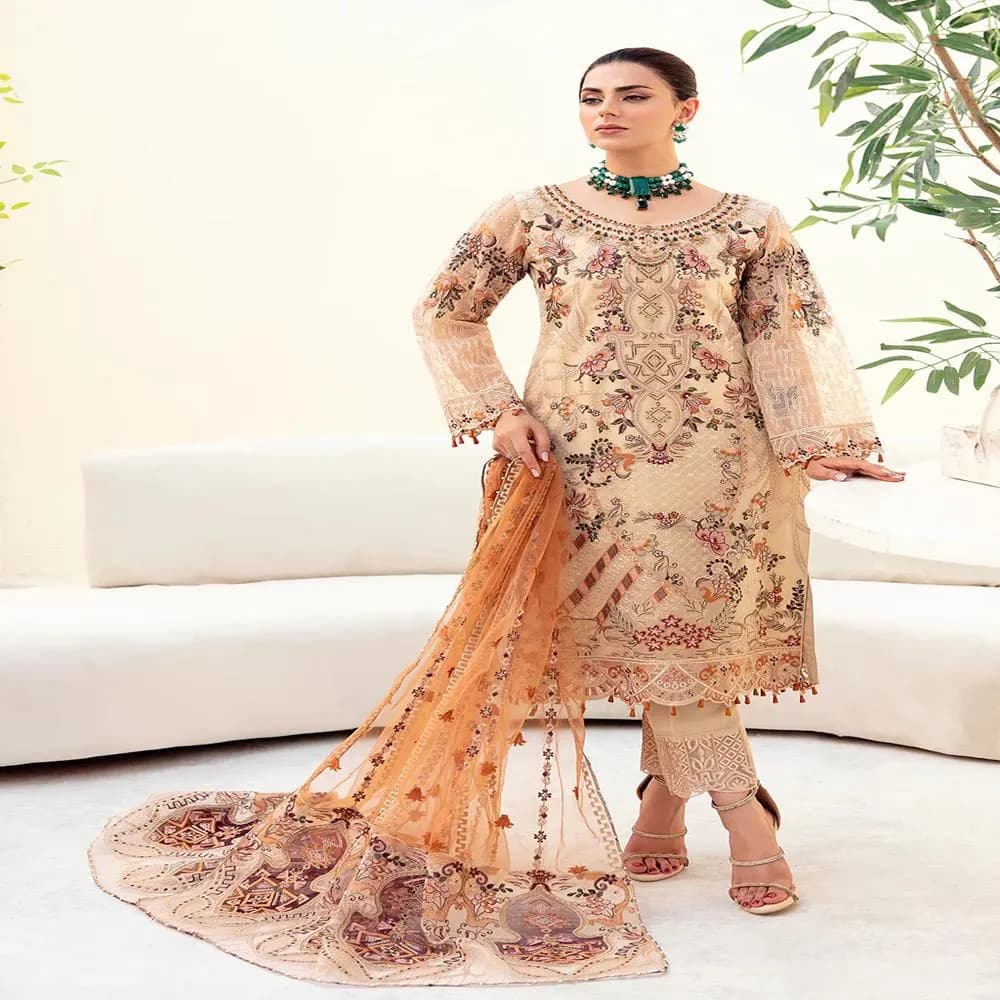 Embroidered Organza Salwar Kameez: Pakistani Indian Wedding Dress, Eid Outfit