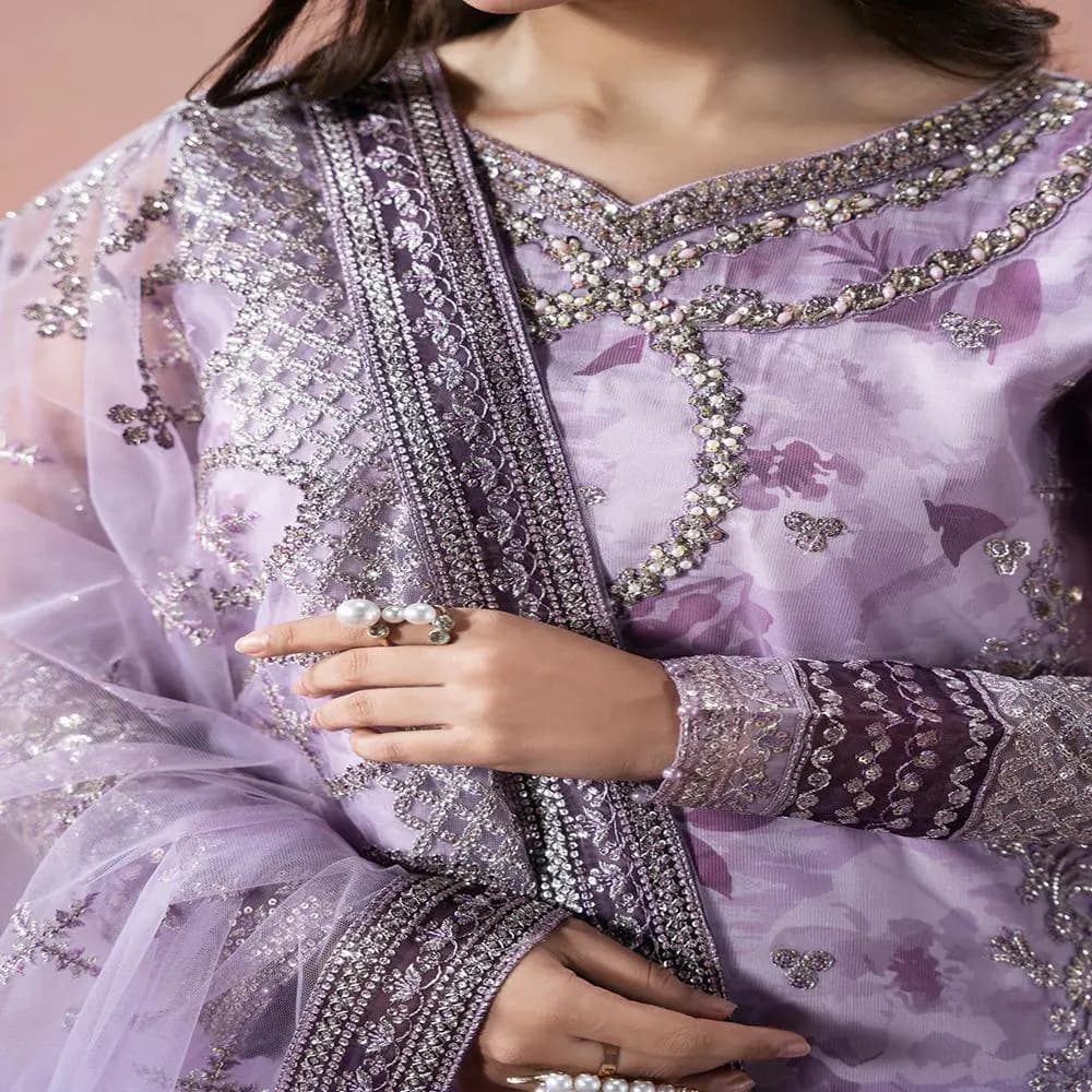 Embroidered Organza Party Wear Salwar Kameez Pakistani Suit with Dupatta – Sharara Wedding Wear Dress - image 4