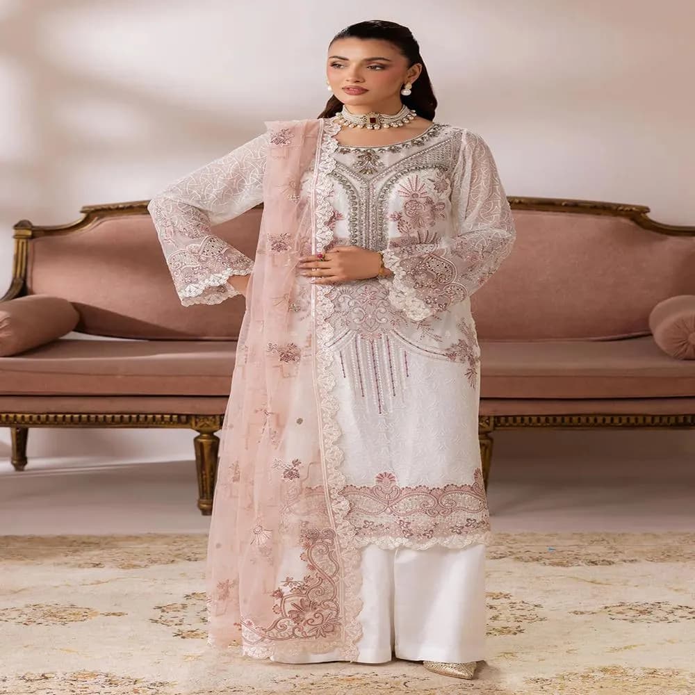 Emboridered  Chiffon 3 Piece Suits Kurta Kurti – Wedding Gift Dress