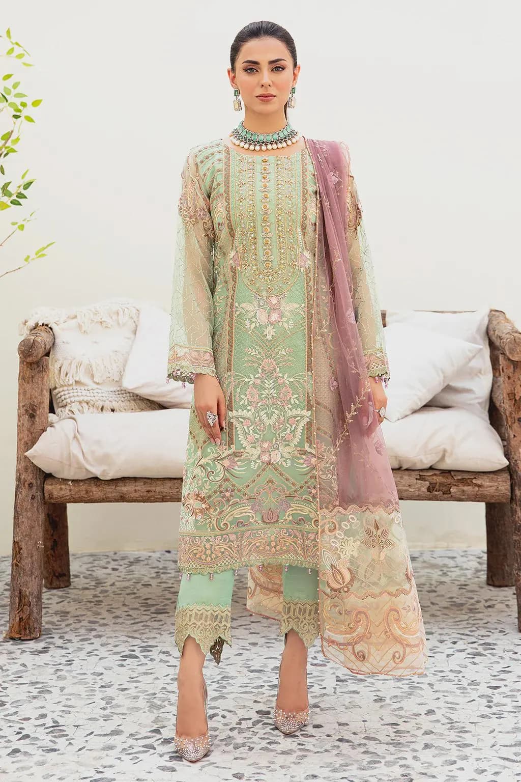 Embroidered Organza Salwar Kameez, Luxury Pakistani Wedding Dress, Raw Silk Trouser