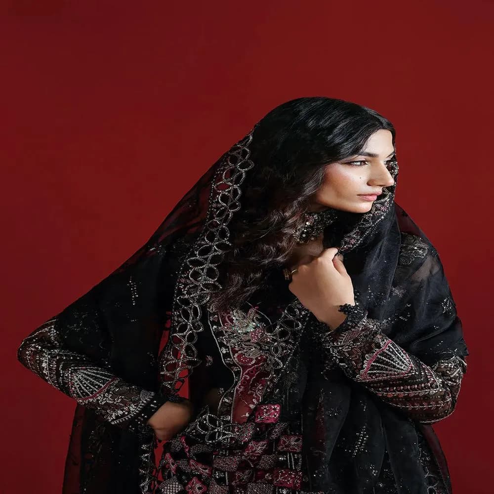 Embroidered Organza Dress with Shawl Heavy Wedding Dresses – Asian Style Luxury Party Wear - image 3
