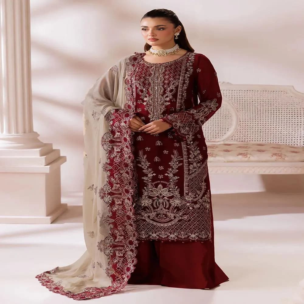 Designer Pakistani Luxury Chiffon 3 Piece Suits Kurta Kurti – Wedding Gift Dress - image 3
