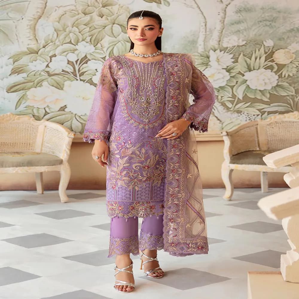Pakistani And Indian organza net embroidered salwar kameez wedding dress