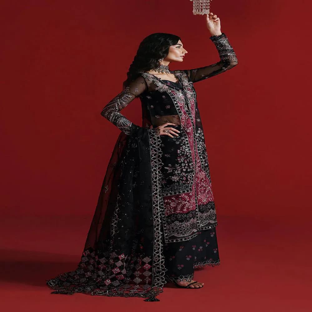 Embroidered Organza Dress with Shawl Heavy Wedding Dresses – Asian Style Luxury Party Wear - image 4