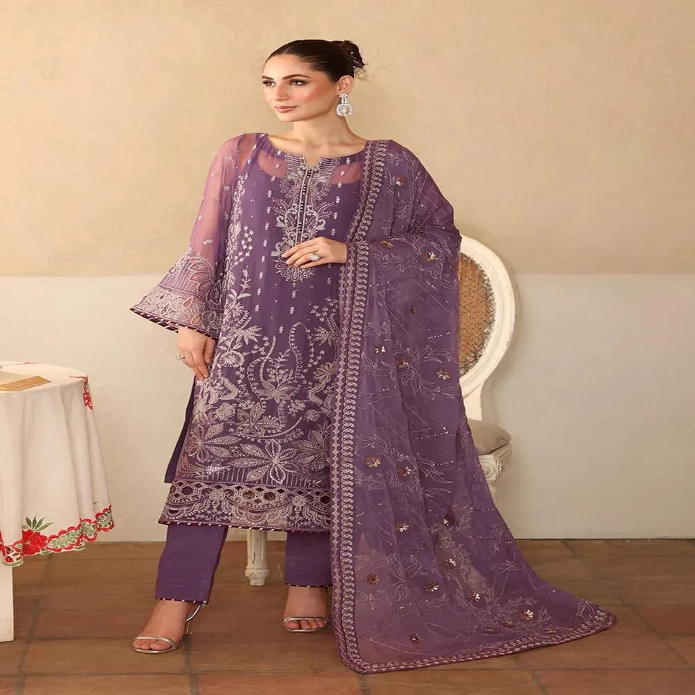 Pakistani Indian Chiffon Dress | 3 Piece  Suit | Embroidered Eid & Wedding Guest Outfit | Partywear Designer - image 4