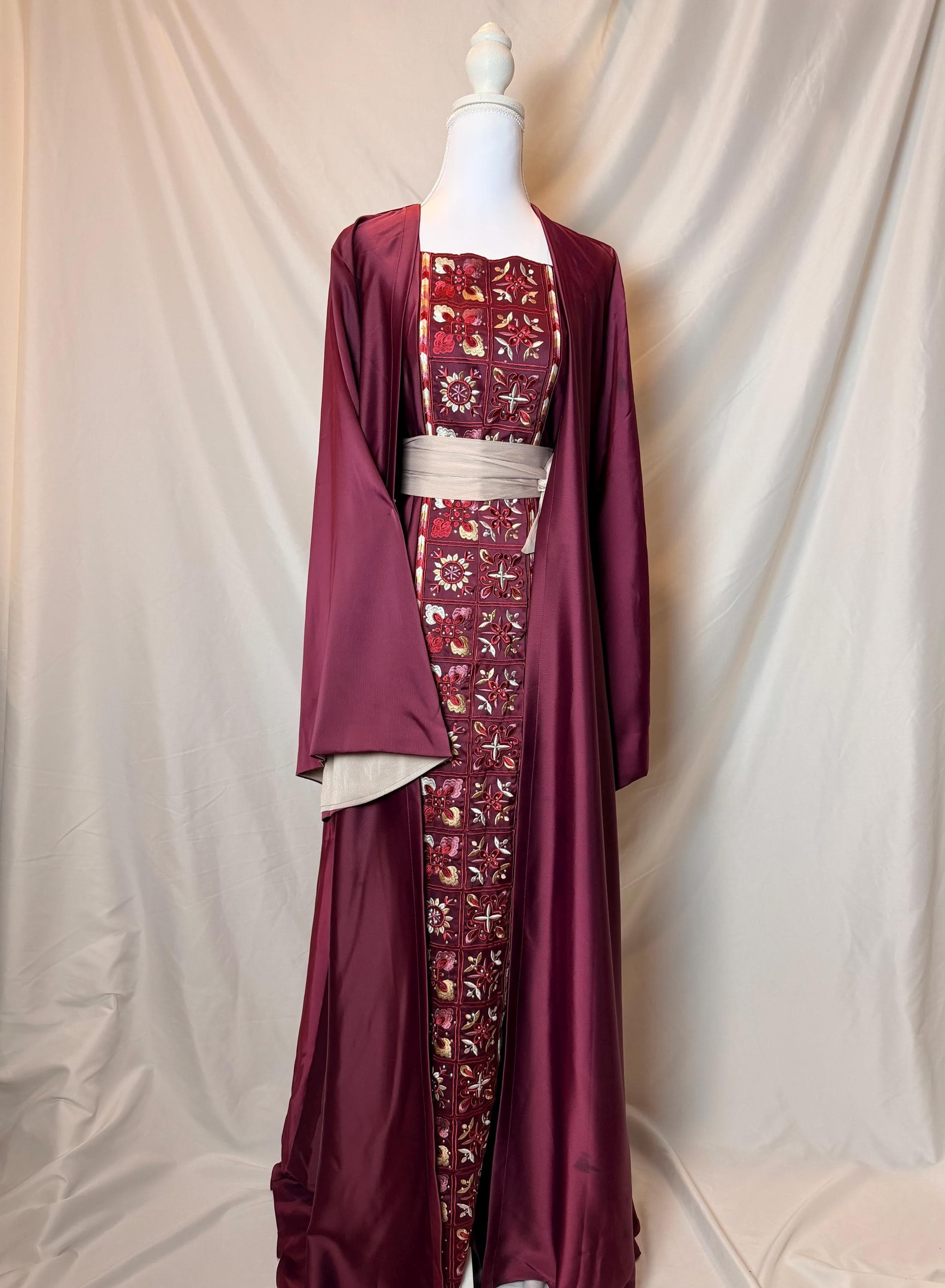 Maroon Satin 2 Piece Abaya - image 3