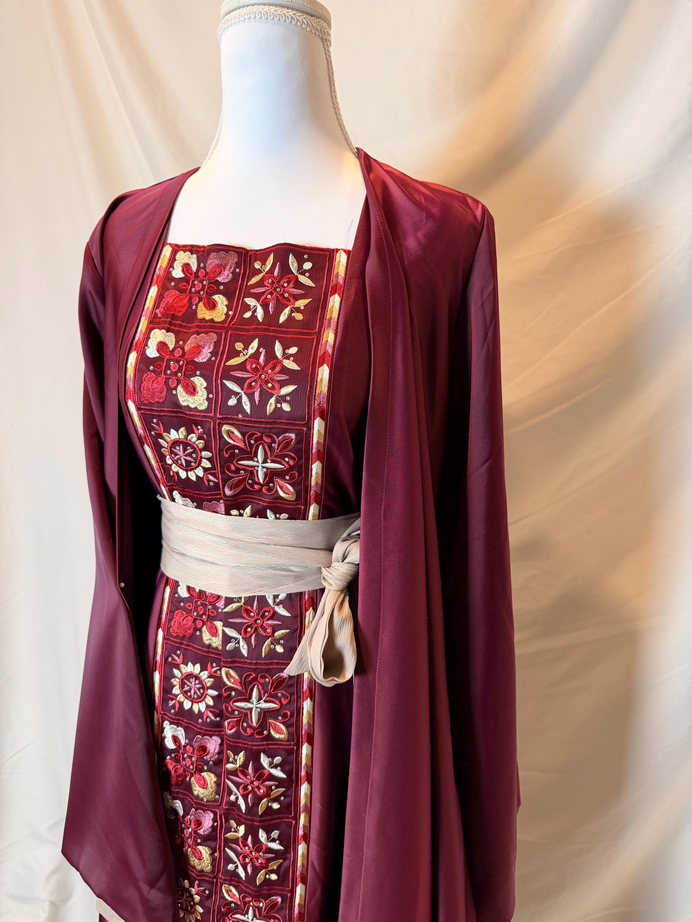 Maroon Satin 2 Piece Abaya - image 2