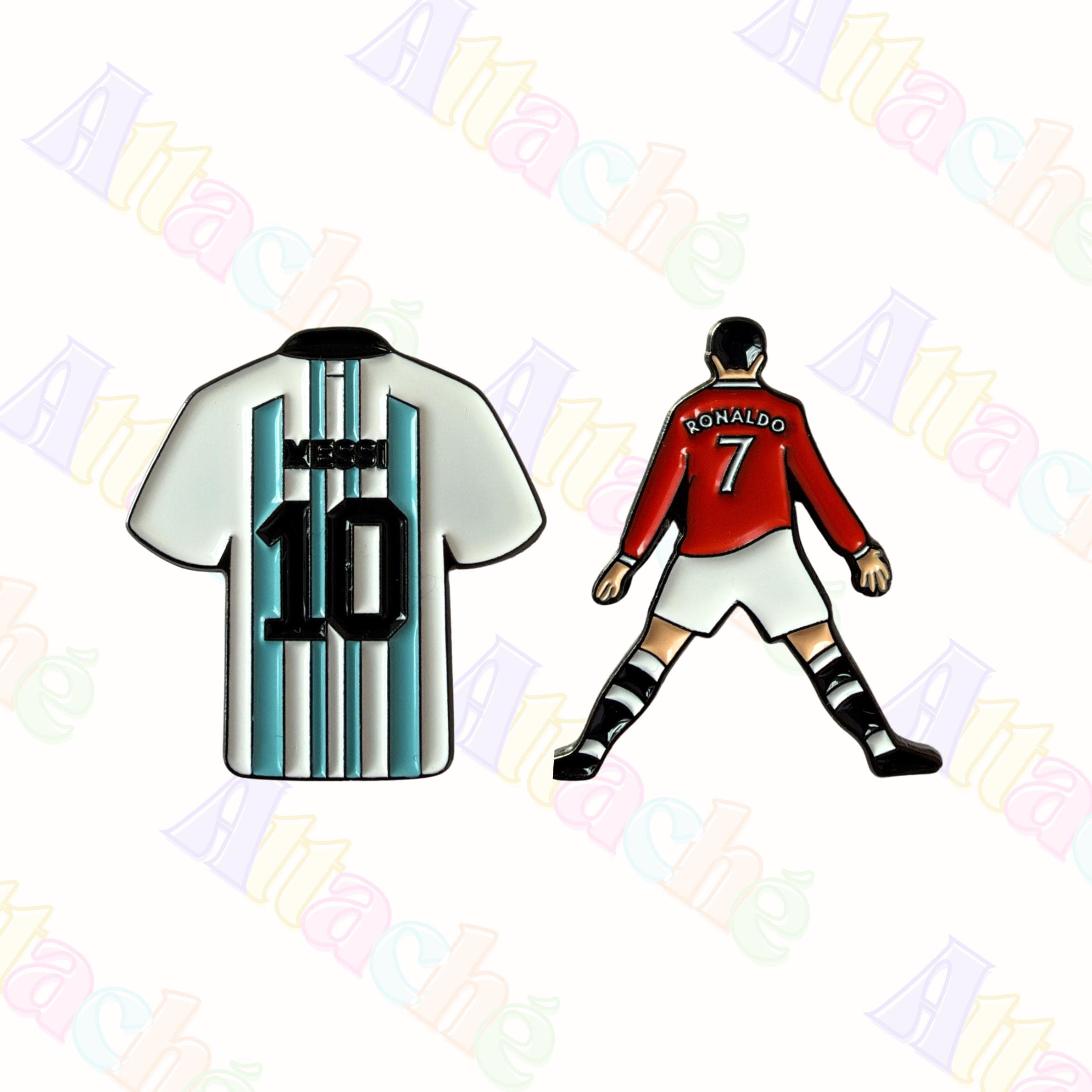Ronaldo and Messi Football Legends Metal Sticker | 3M Enamel Phone & Laptop Charm