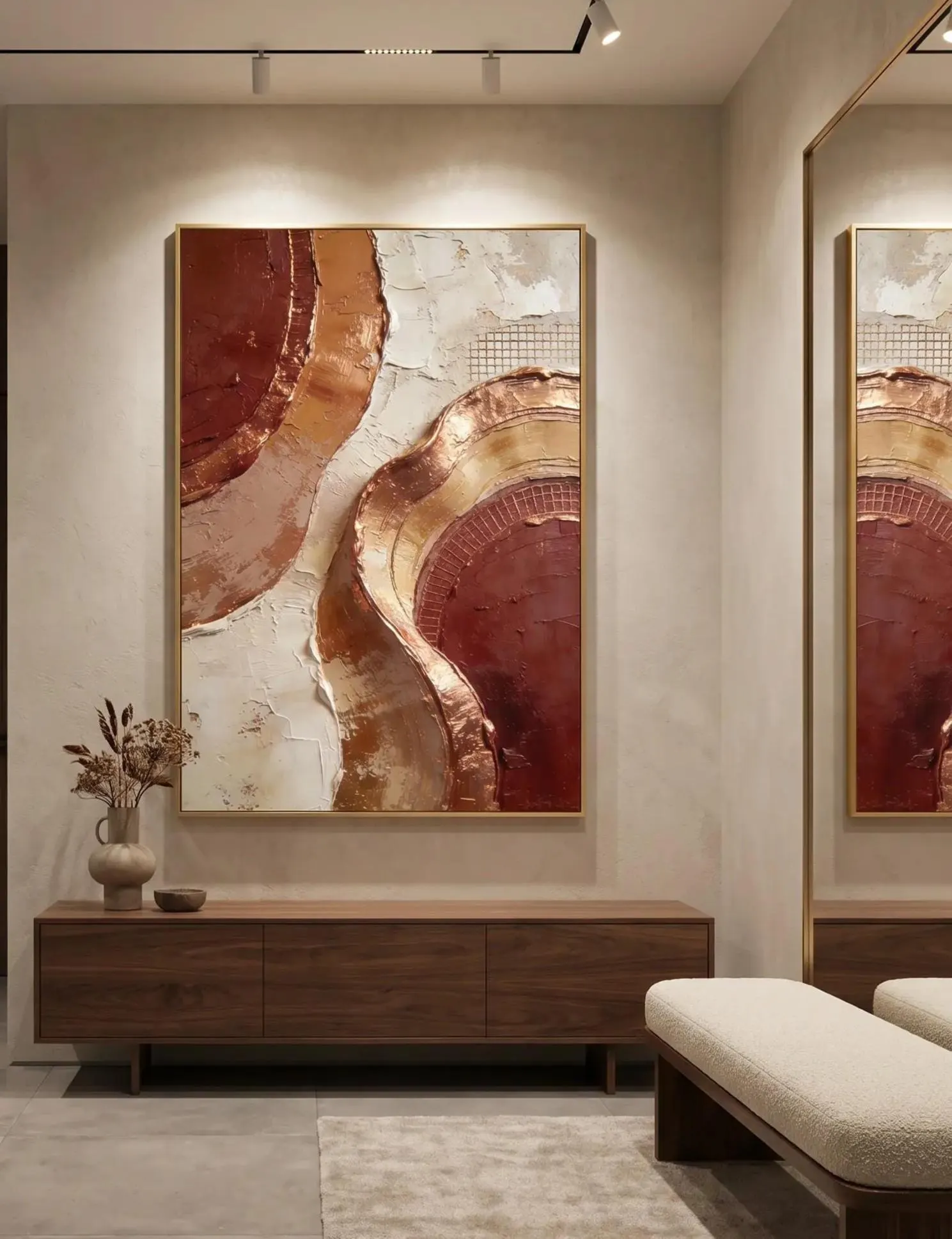 Luxury Beige Copper Textured Wall Art,Neutral Abstract Impasto Painting,Modern Organic Wall Decor,Large Printable Art 24x36 Digital Download