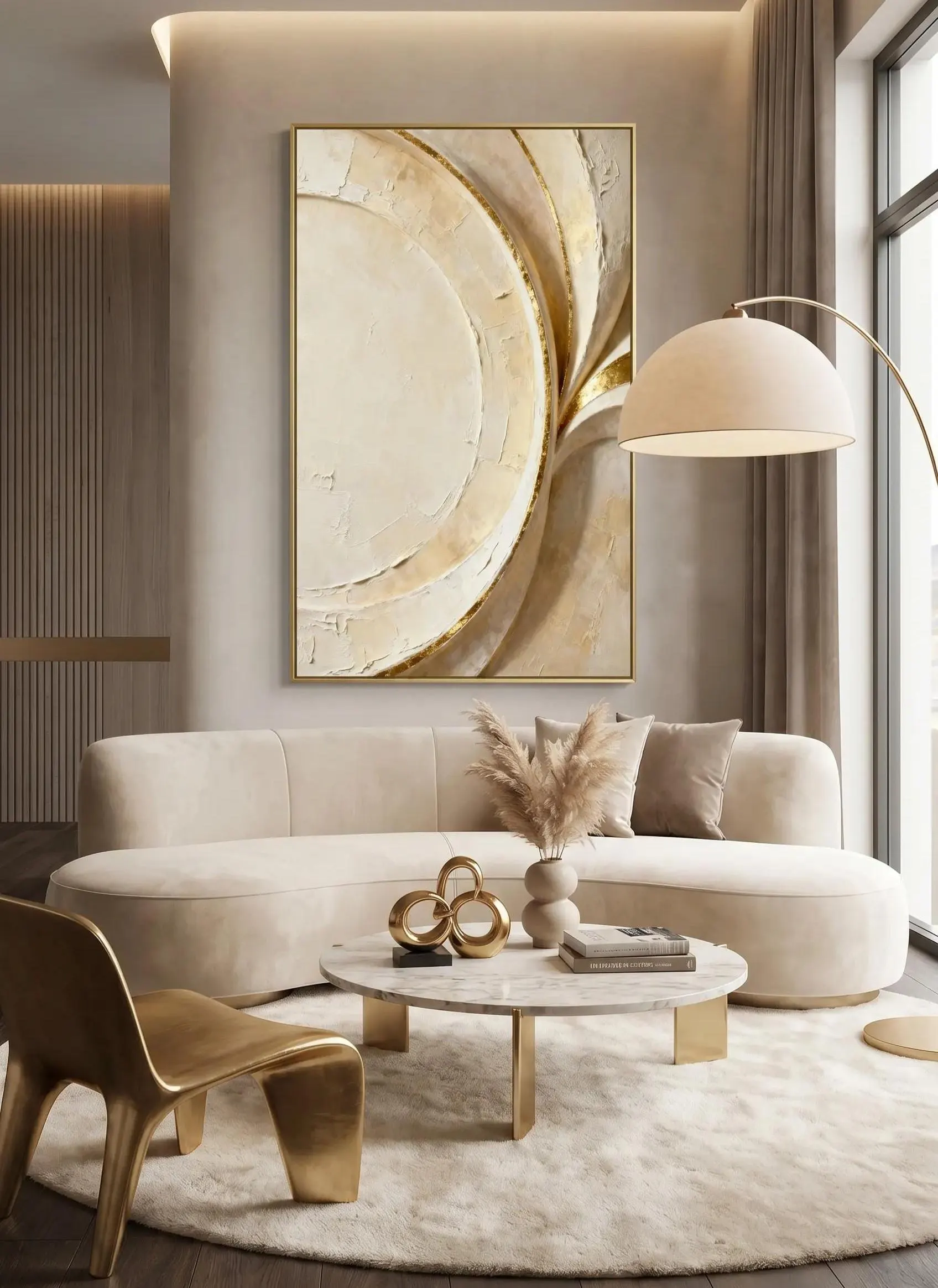 Neutral Abstract Wall Art Beige Gold, Luxury Minimalist Textured Wall Decor, Large Modern Printable Art, Elegant Calm Interior Design
