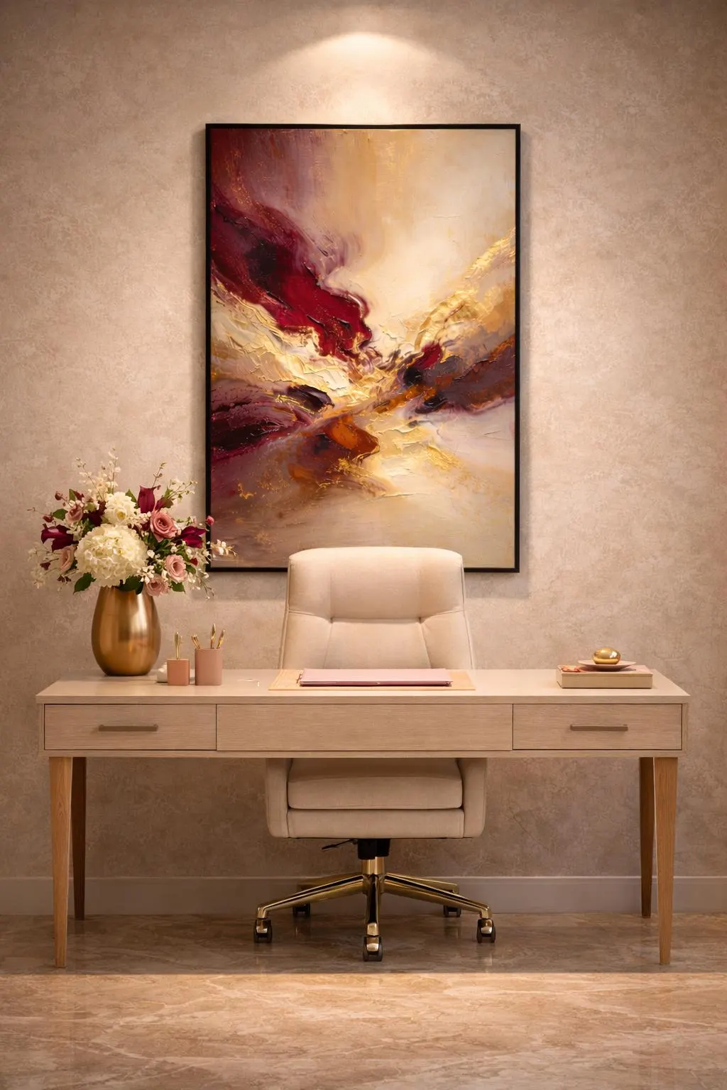 Luxury Burgundy Gold Abstract Wall Art Printable 24x36, Modern Neutral Canvas Print, Elegant Large Statement Decor - image 3