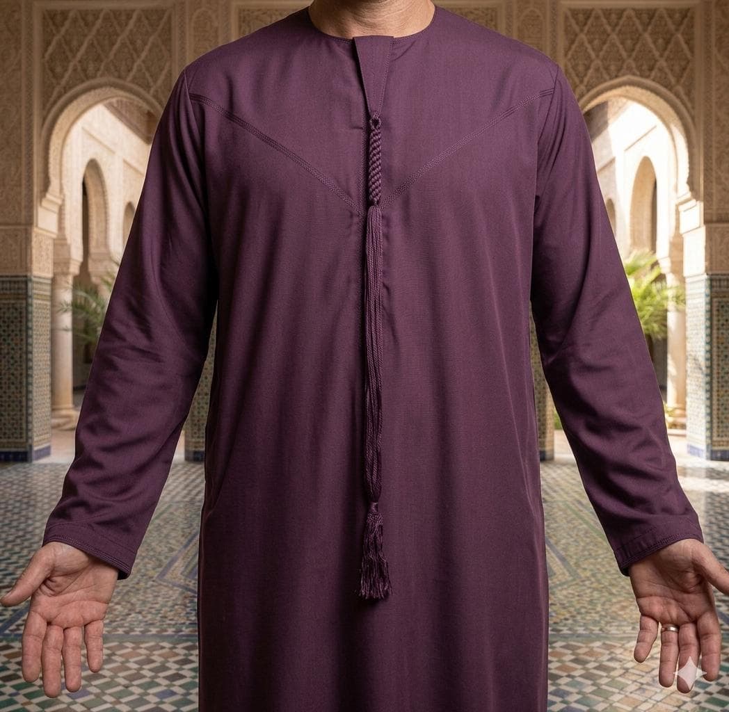 Men's Emirati Thobe – Classic Long-Sleeve Kandura with Tassel Detail - image 4