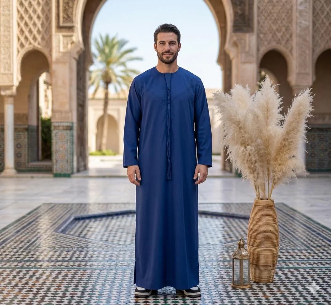 Men's Emirati Thobe – Classic Long-Sleeve Kandura with Tassel Detail - image 2