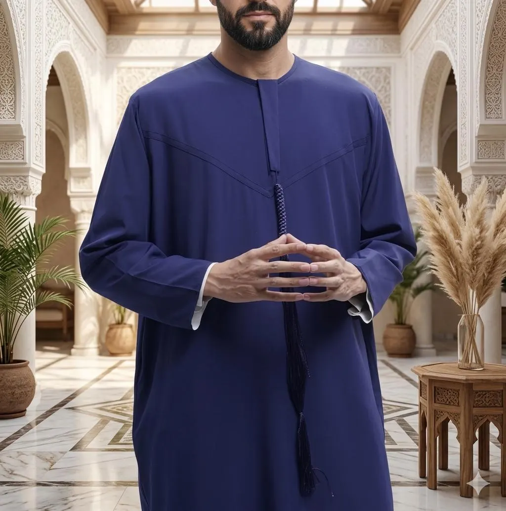 Men's Emirati Thobe – Classic Long-Sleeve Kandura with Tassel Detail - image 5