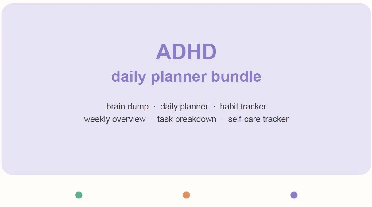 ADHD Daily Planner Bundle, Brain Dump, Habit Tracker (Digital Download)