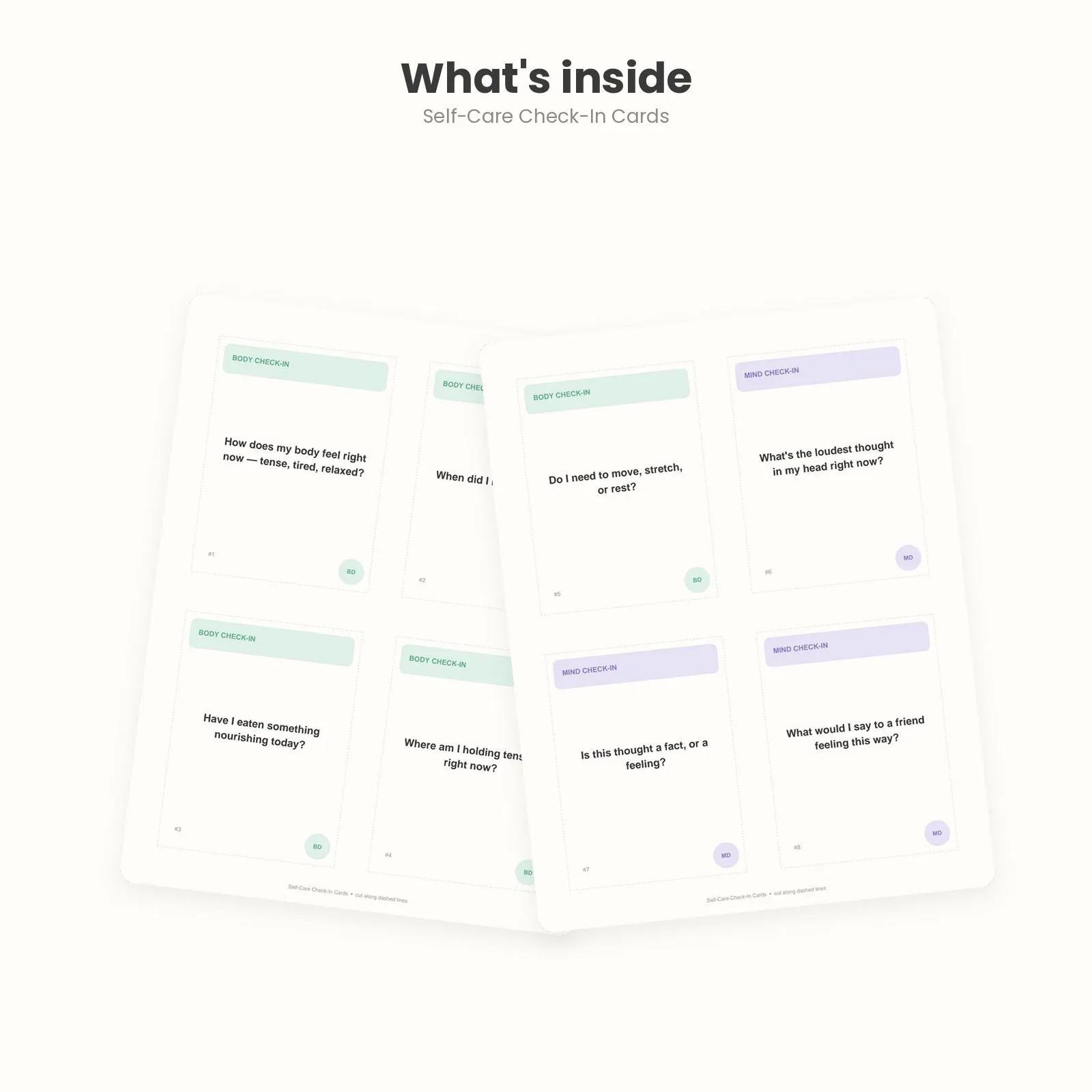 Self-Care Check-In Cards, Printable Mindfulness Cards, Body Mind Energy Boundaries Prompts, Instant Download - image 3