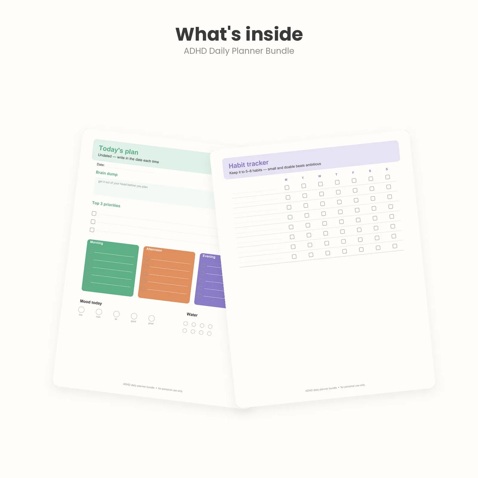 ADHD Daily Planner Bundle, Brain Dump, Habit Tracker (Digital Download) - image 3