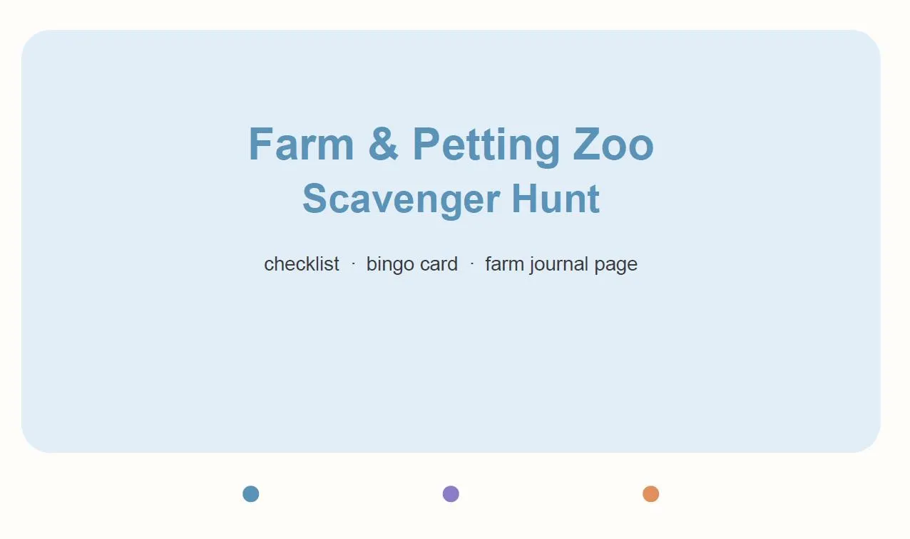 Farm Petting Zoo Bingo Scavenger Hunt, Kids Activity (Instant Download)