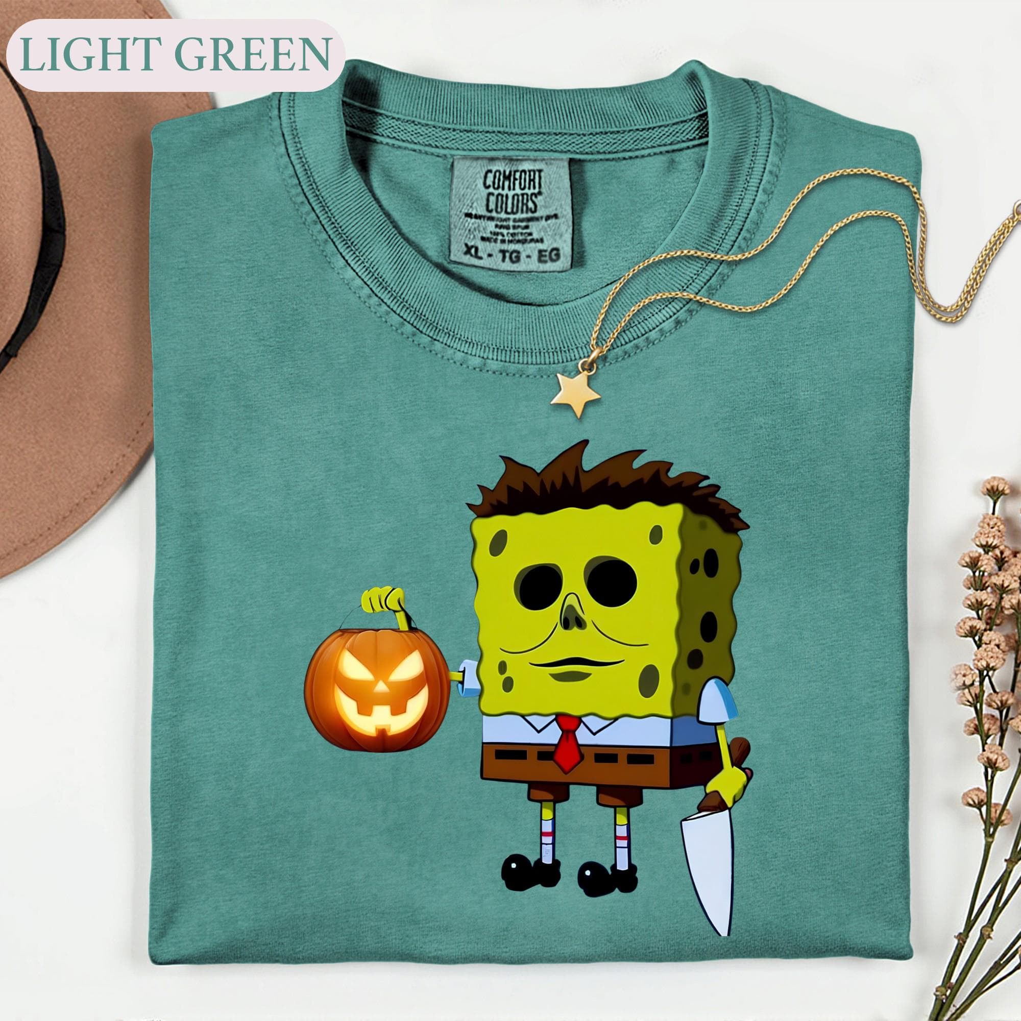 Spooky Slasher Sponge Shirt, Halloween Horror Movie Tee, Funny Creepy Cartoon Graphic Tshirt, Vintage Slasher Costume, Horror Fan Gift