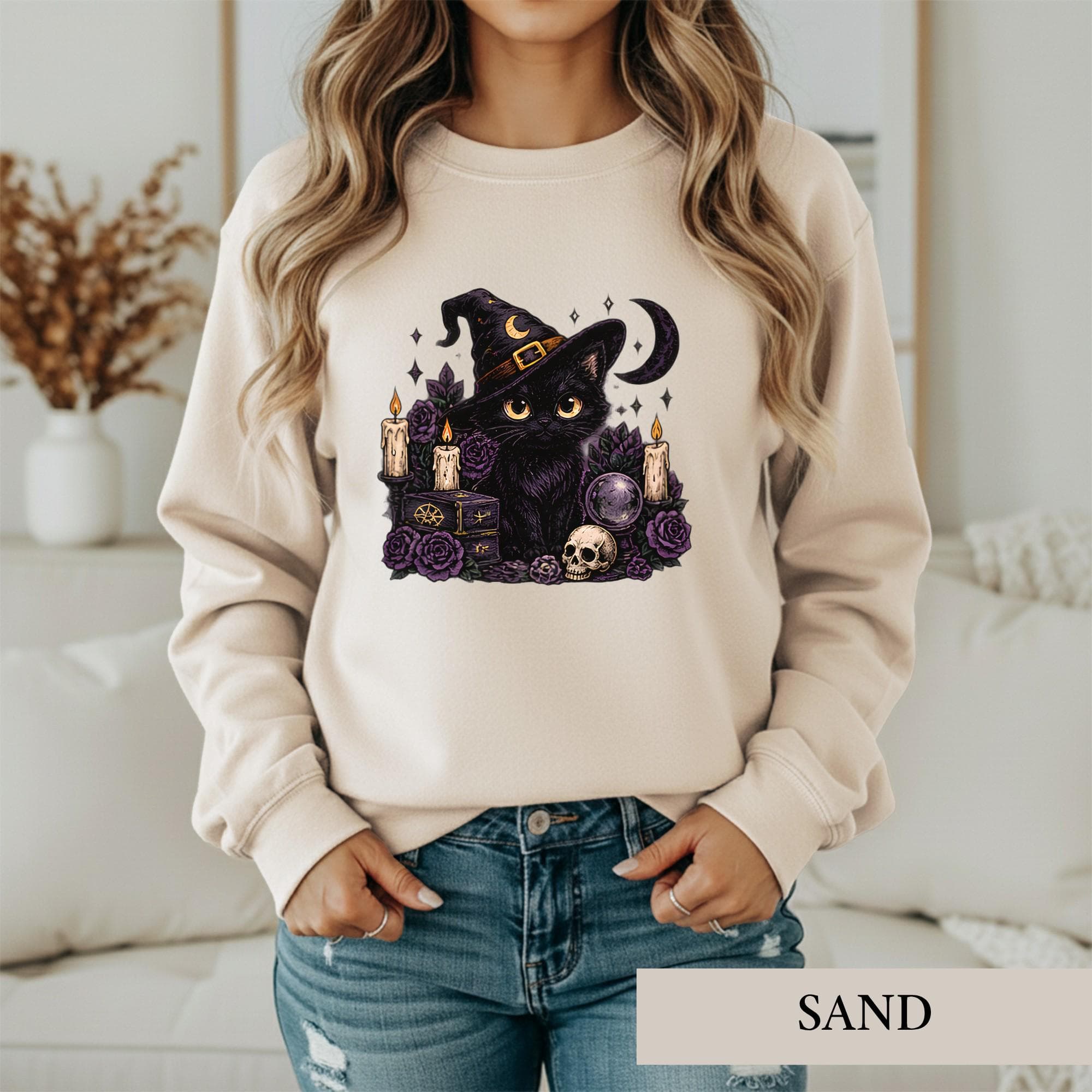 Witchy Black Cat Shirt, Gothic Halloween Cat Tee, Whimsigoth Spooky Season Tshirt, Dark Floral Aesthetic Graphic, Witch Lover Gift