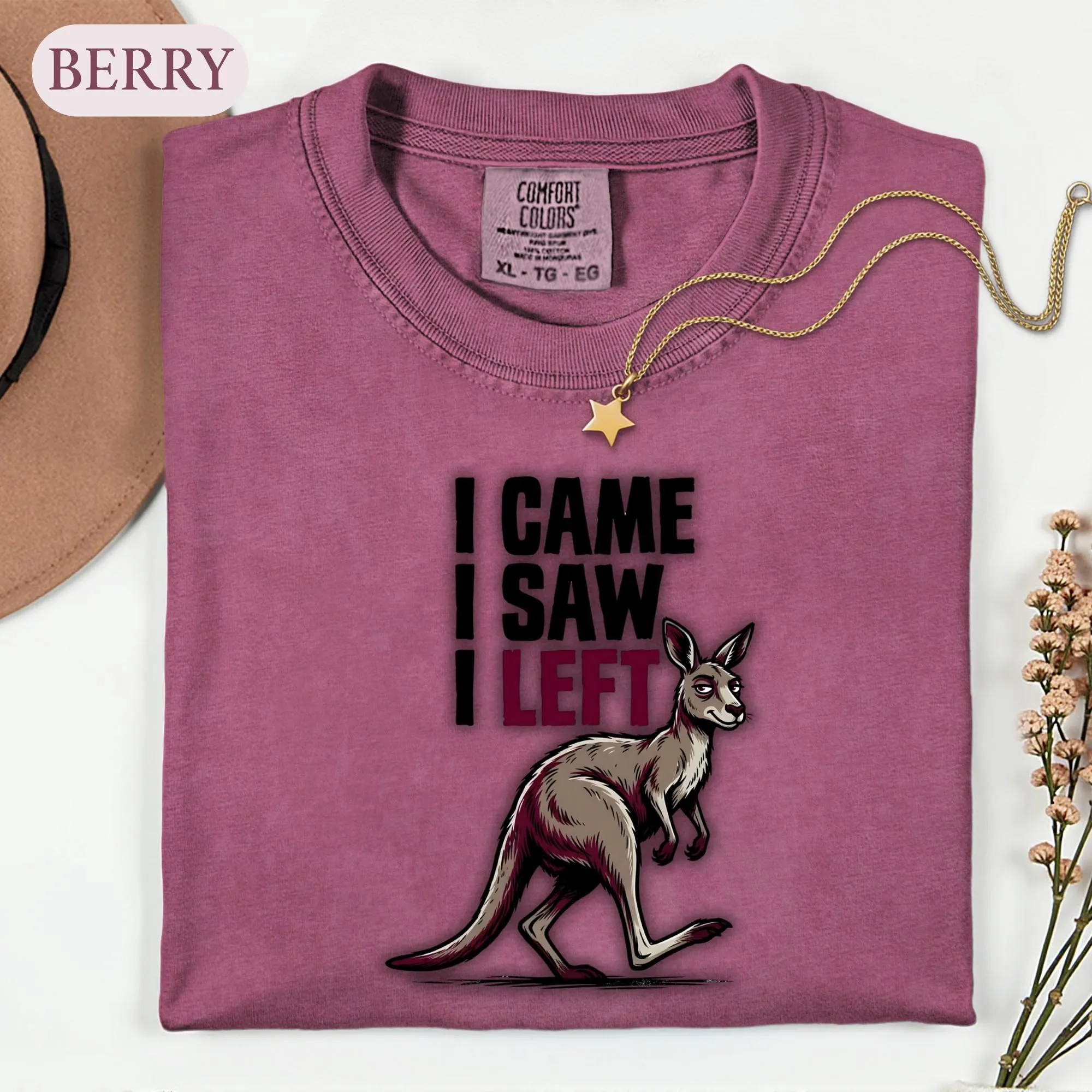 Funny Kangaroo Sarcastic Shirt, I Came I Saw I Left Graphic Tee, Introvert Humor T-Shirt, Sassy Animal Lover Top, Sarcasm Gift