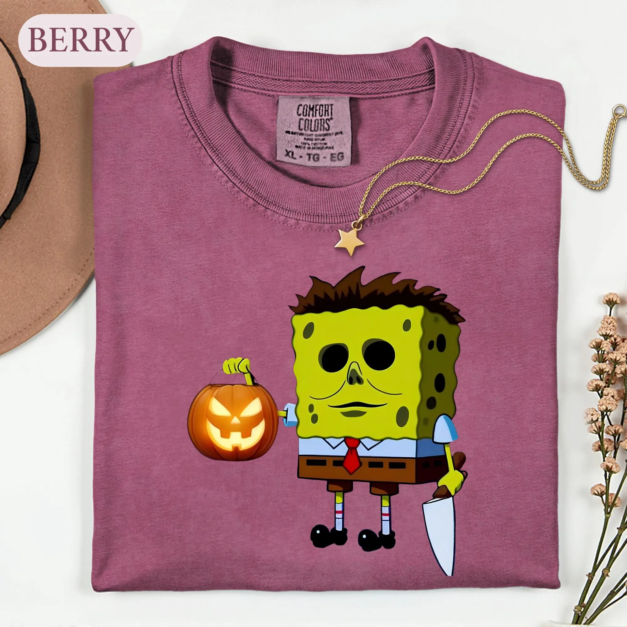 Spooky Slasher Sponge Shirt, Halloween Horror Movie Tee, Funny Creepy Cartoon Graphic Tshirt, Vintage Slasher Costume, Horror Fan Gift