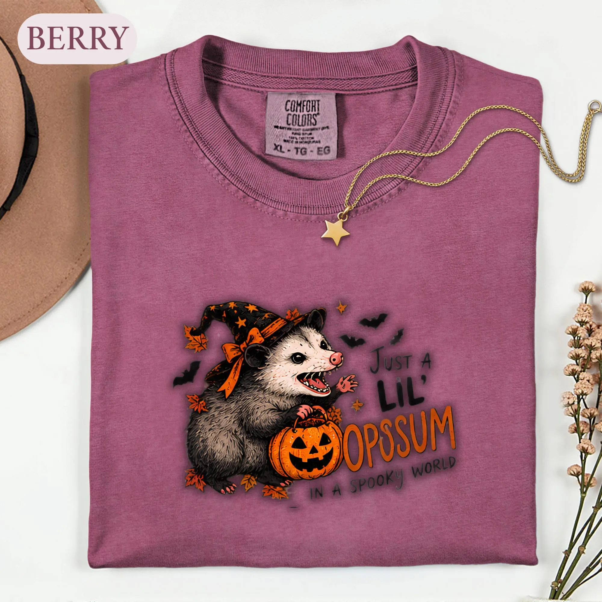 Opossum Halloween Shirt, Cute Spooky Fall Tee, Witchy Possum Graphic Tshirt, Funny Animal Lover Gift, Autumn Pumpkin Top